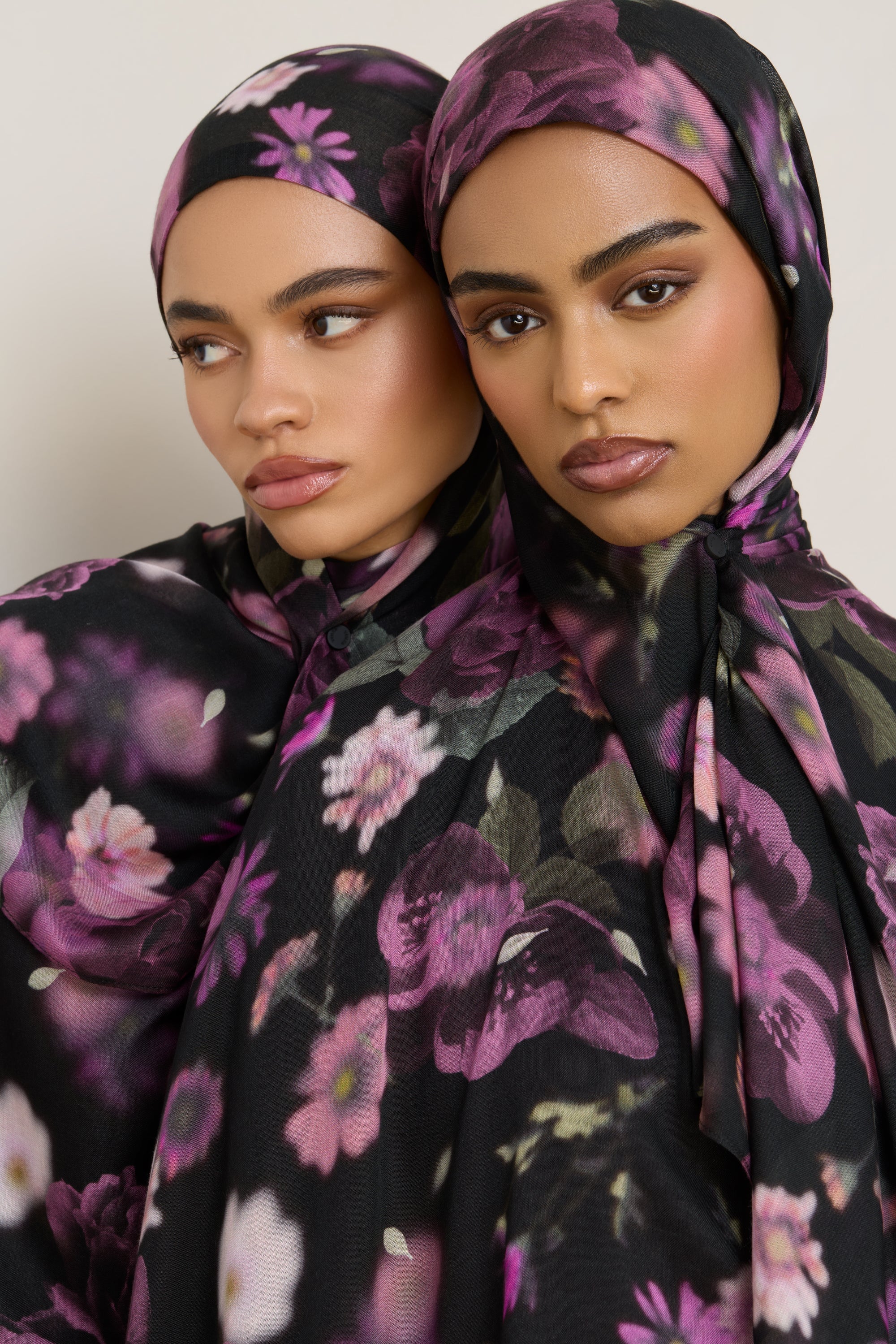 Printed Modal Hijab - Midnight Bouquet