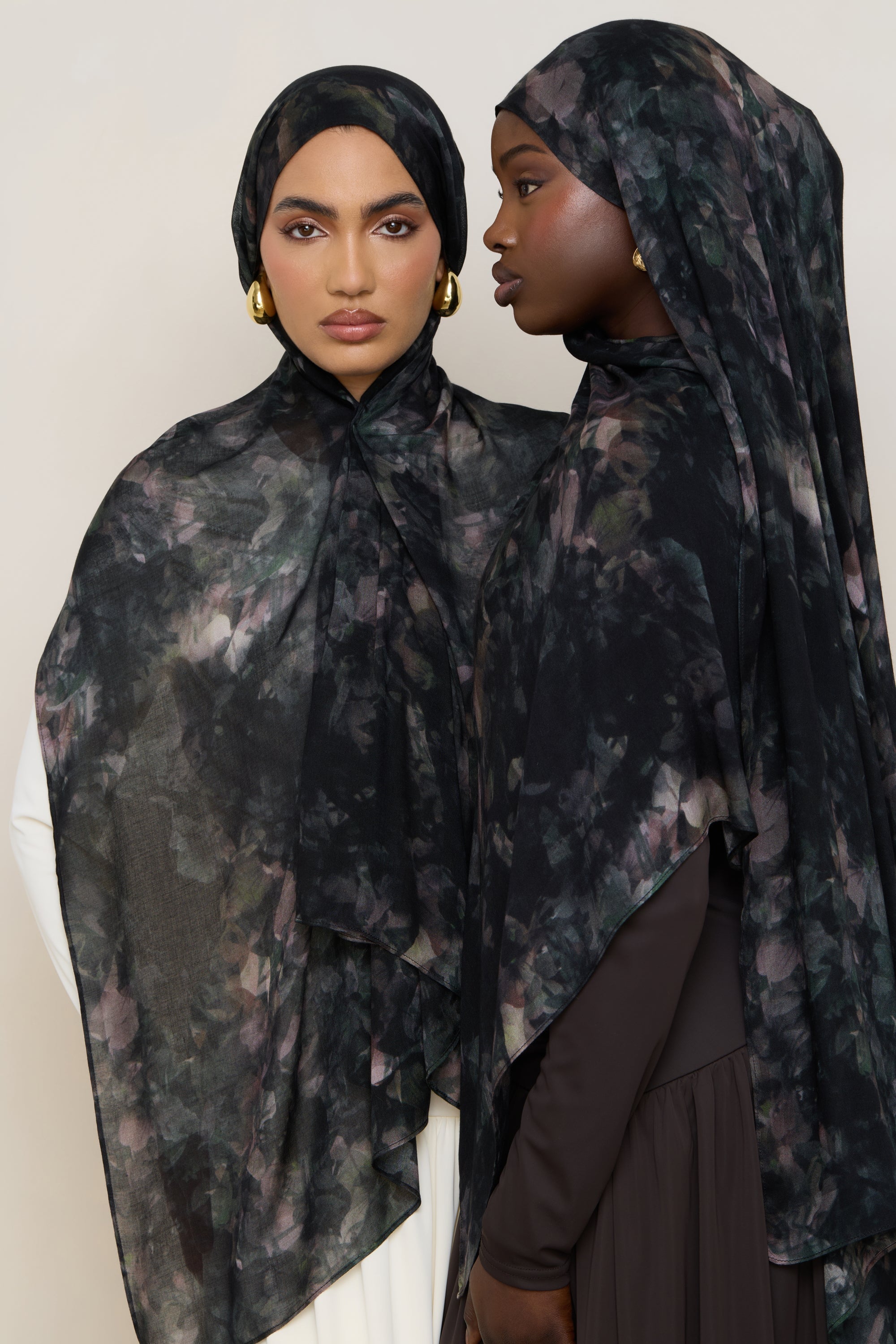 Printed Modal Hijab - Midnight Flora Hijabs Veiled 