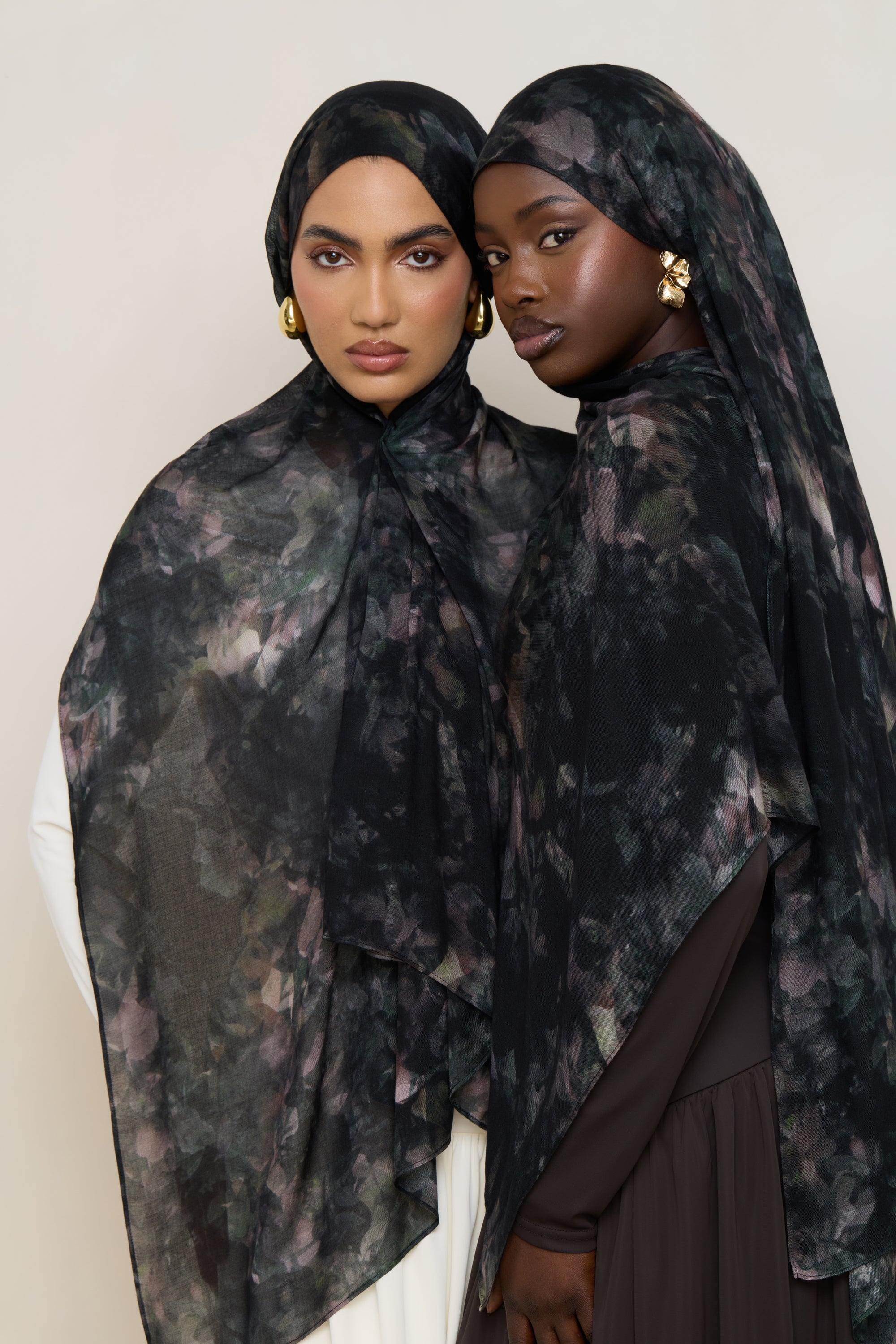 Printed Modal Hijab - Midnight Flora Hijabs Veiled 