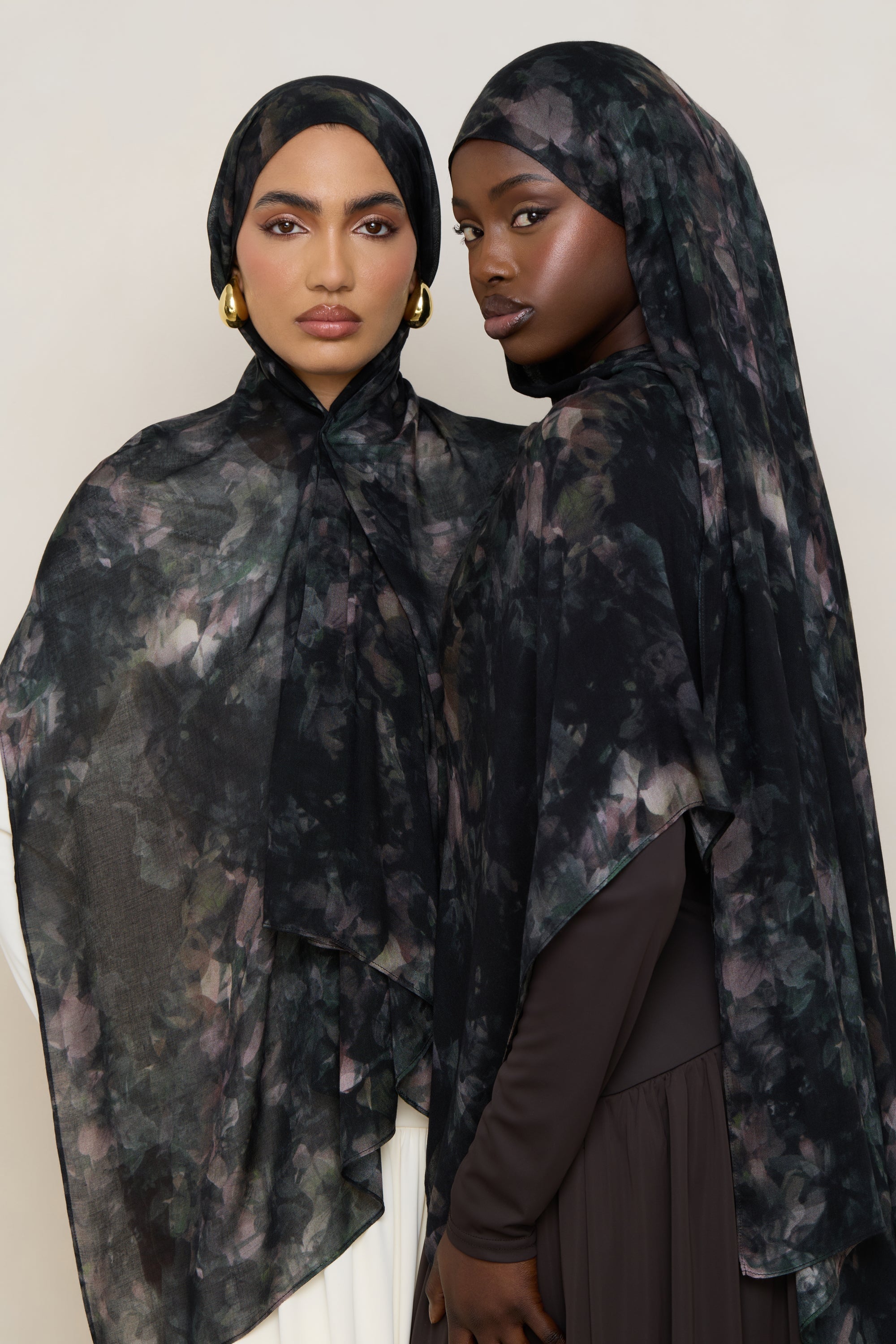Printed Modal Hijab - Midnight Flora Hijabs Veiled 