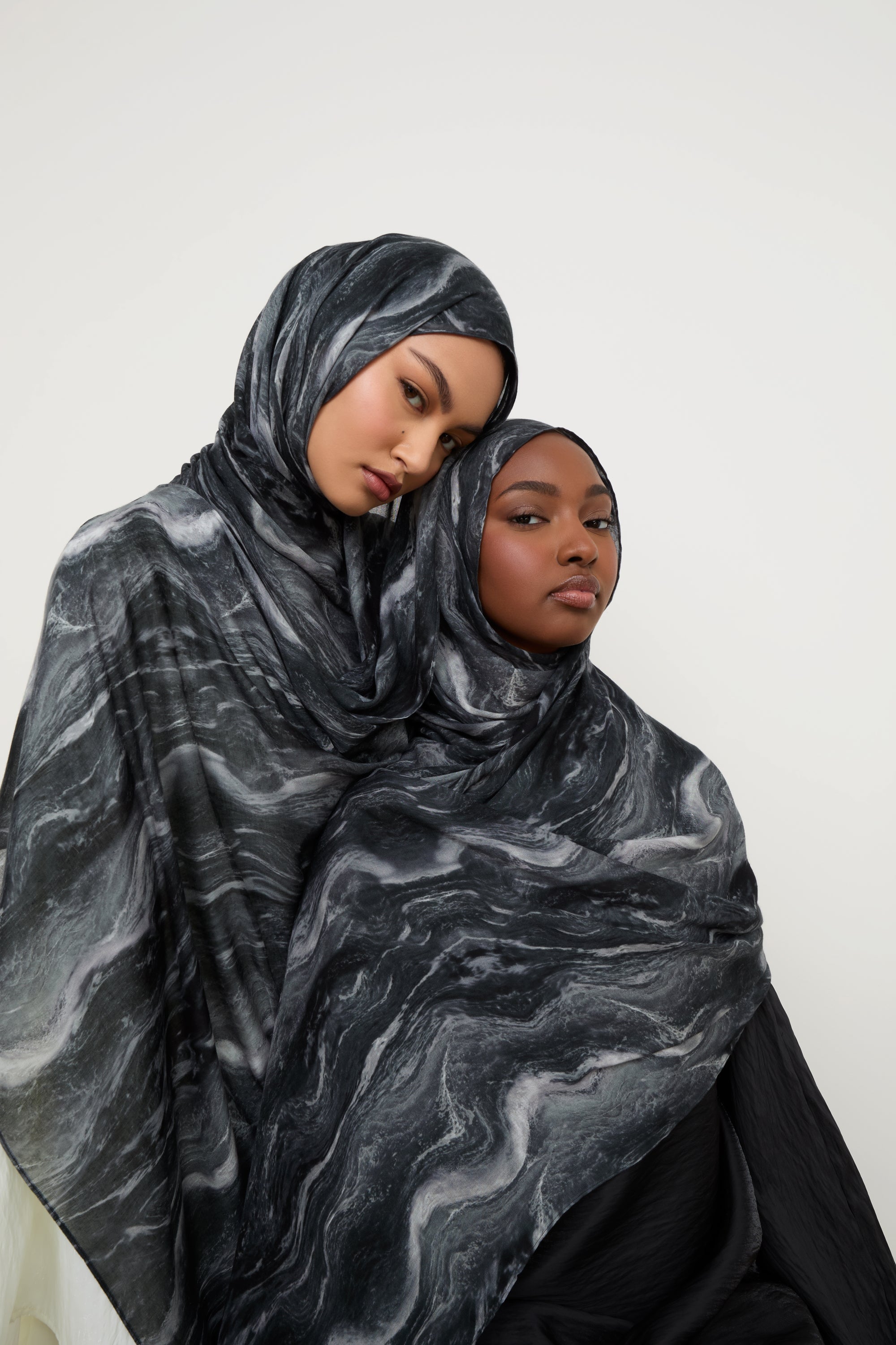 Printed Modal Hijab - Midnight Marble Hijabs Veiled 