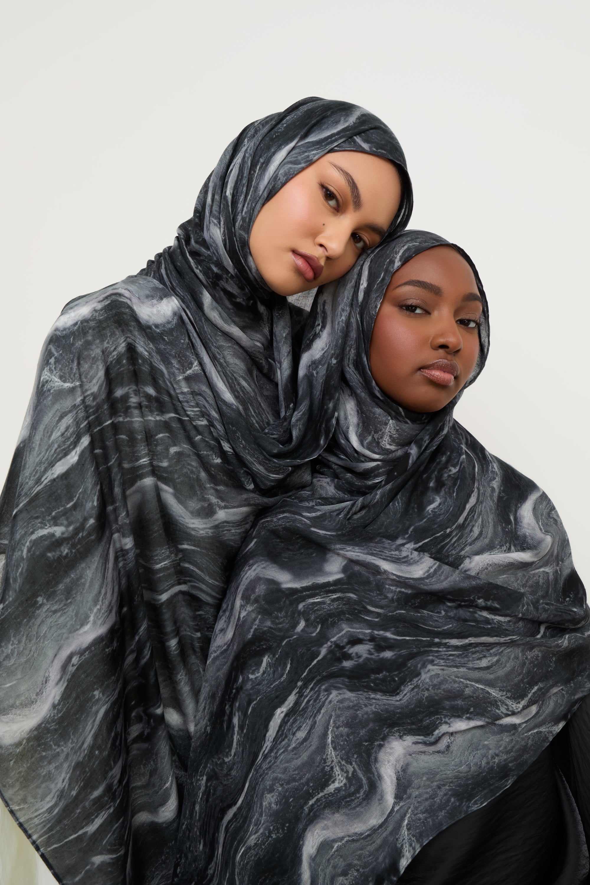 Printed Modal Hijab - Midnight Marble Hijabs Veiled 