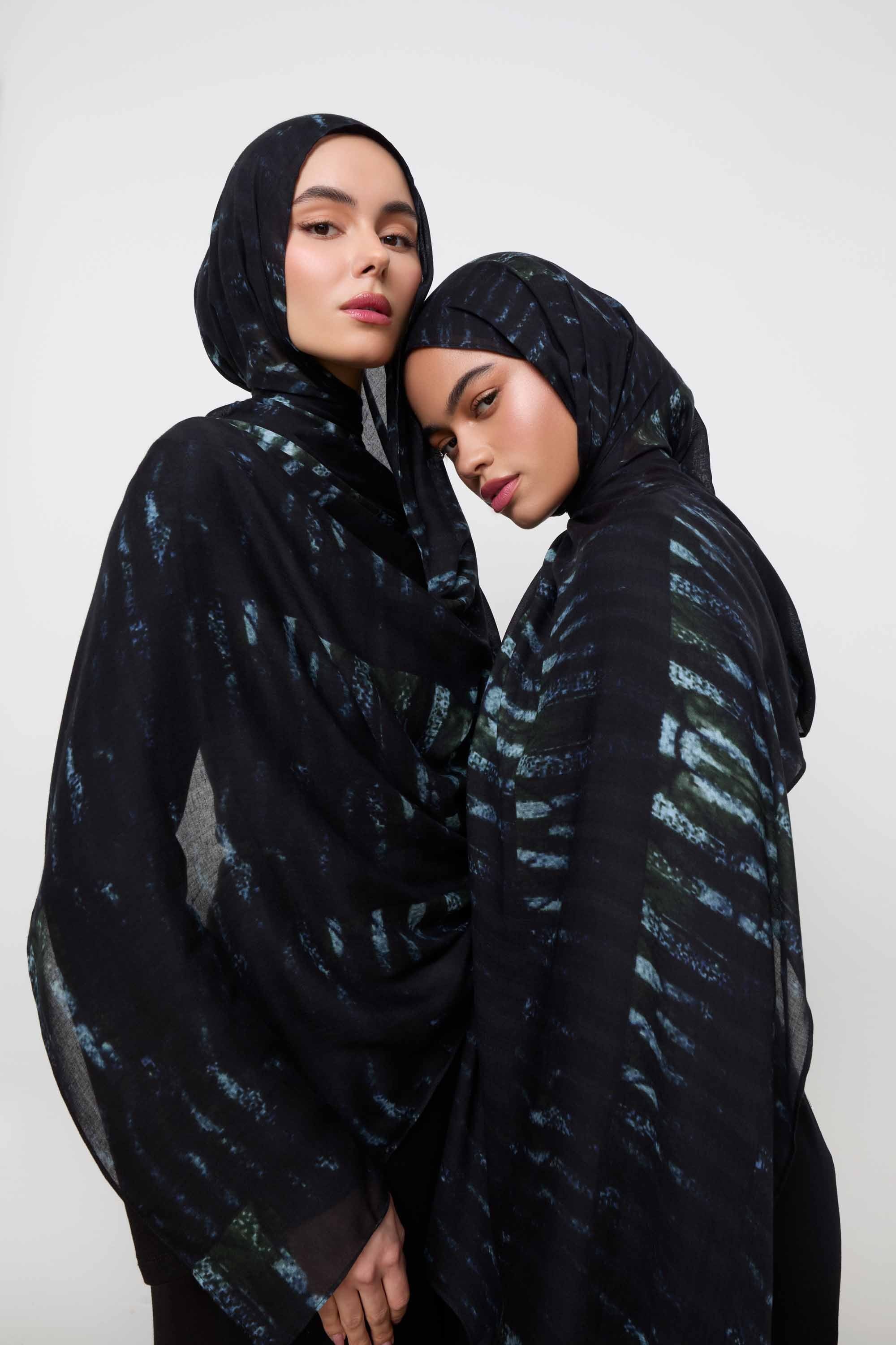 Printed Modal Hijab - Midnight Rain Hijabs Veiled 