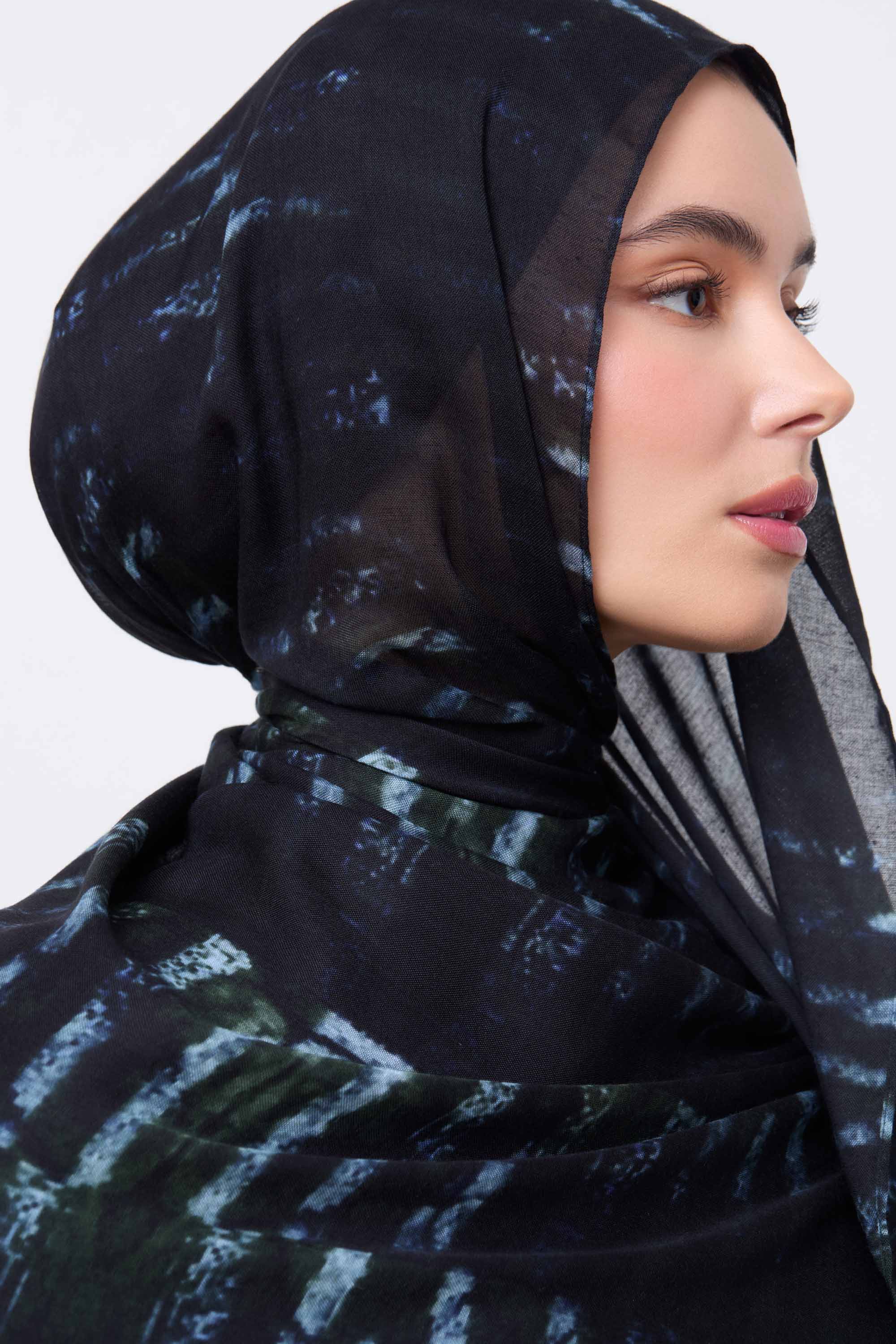 Printed Modal Hijab - Midnight Rain Hijabs Veiled 