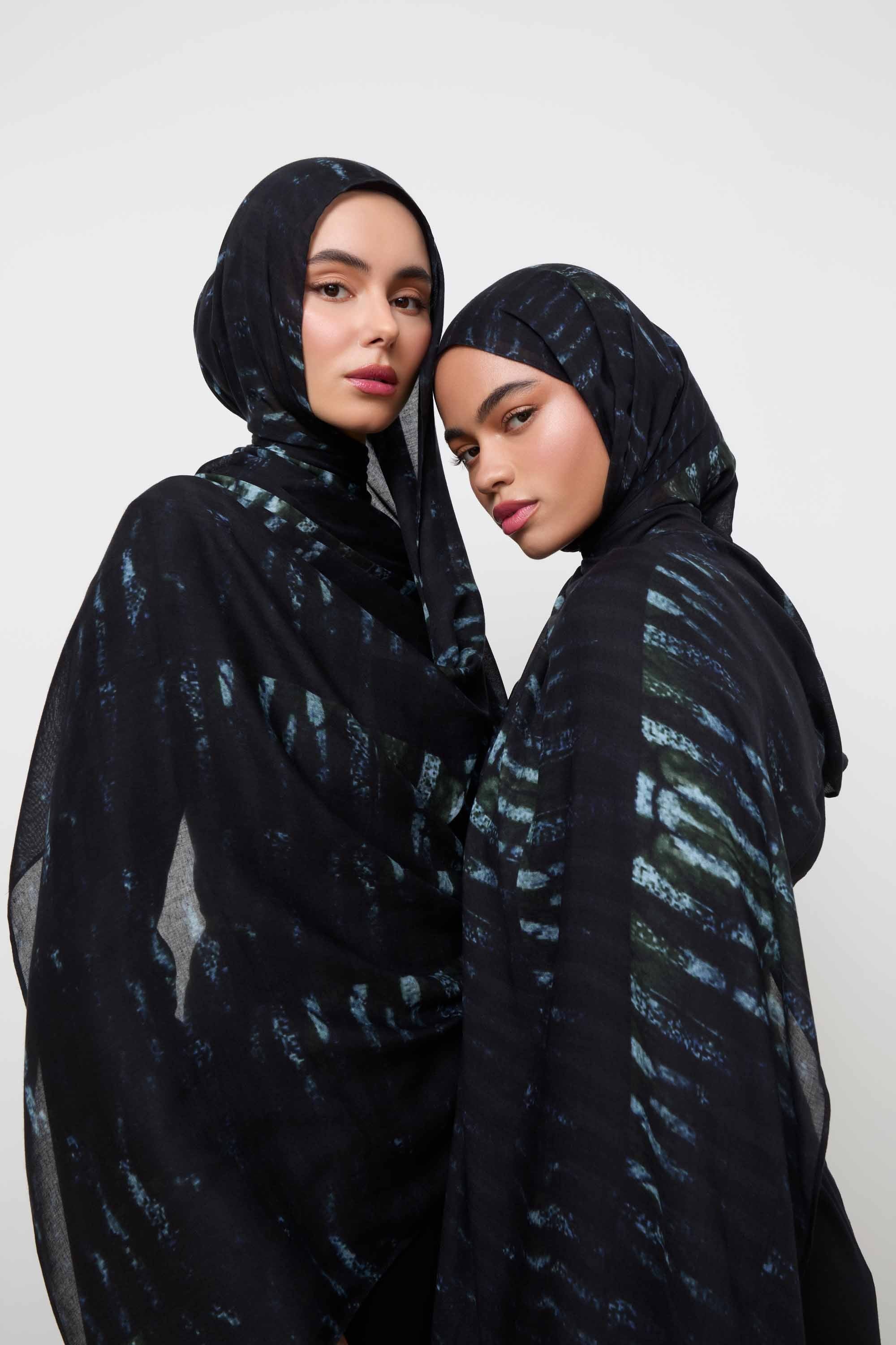 Printed Modal Hijab - Midnight Rain Hijabs Veiled 