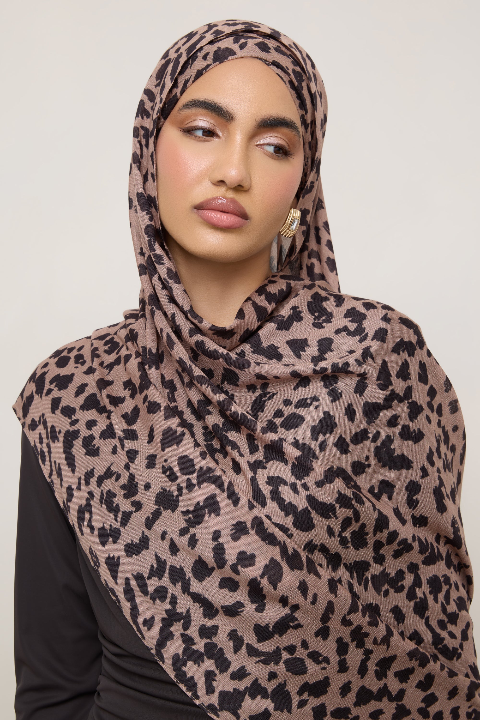 Printed Modal Hijab - Mocha Leopard Hijabs Veiled 