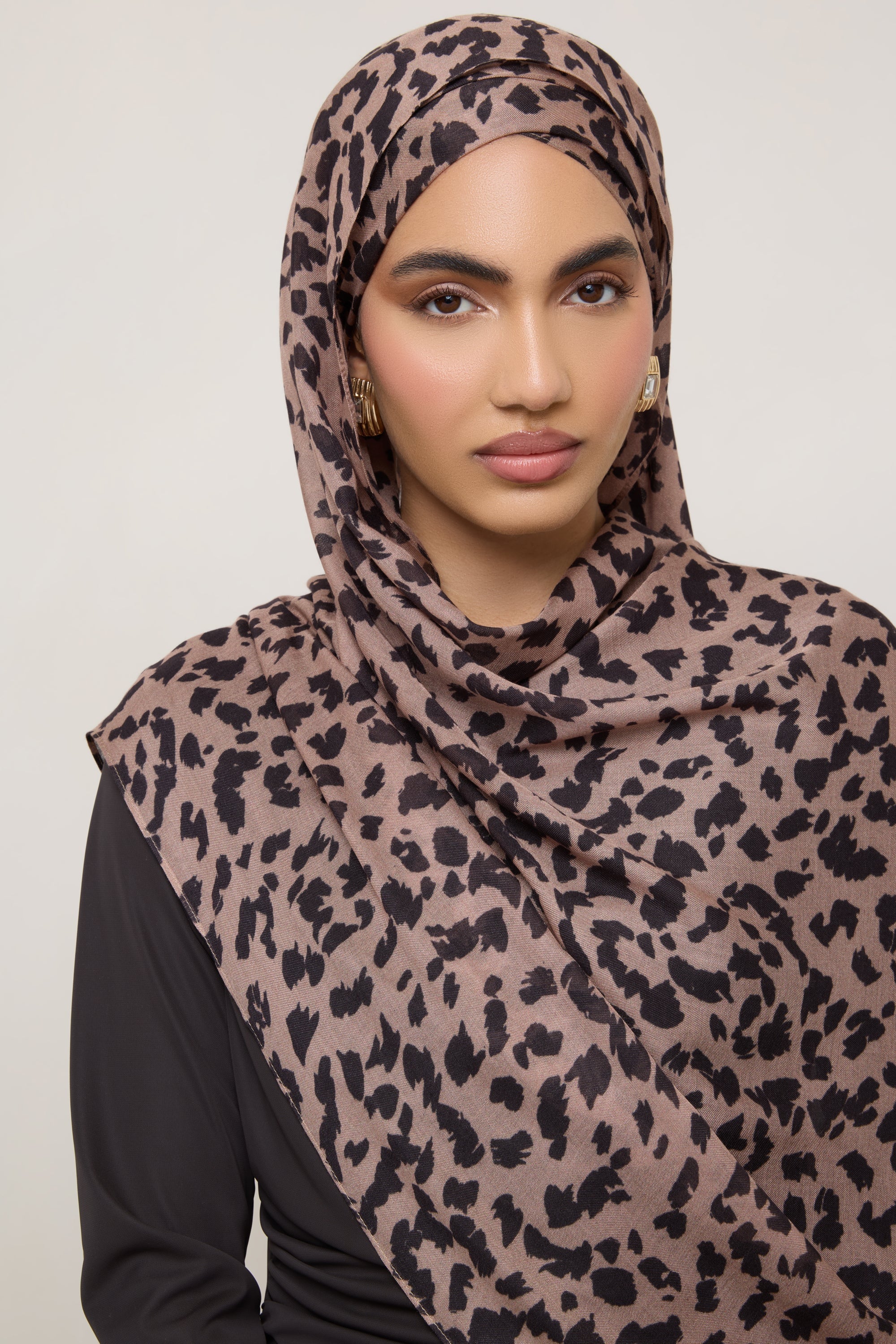 Printed Modal Hijab - Mocha Leopard Hijabs Veiled 