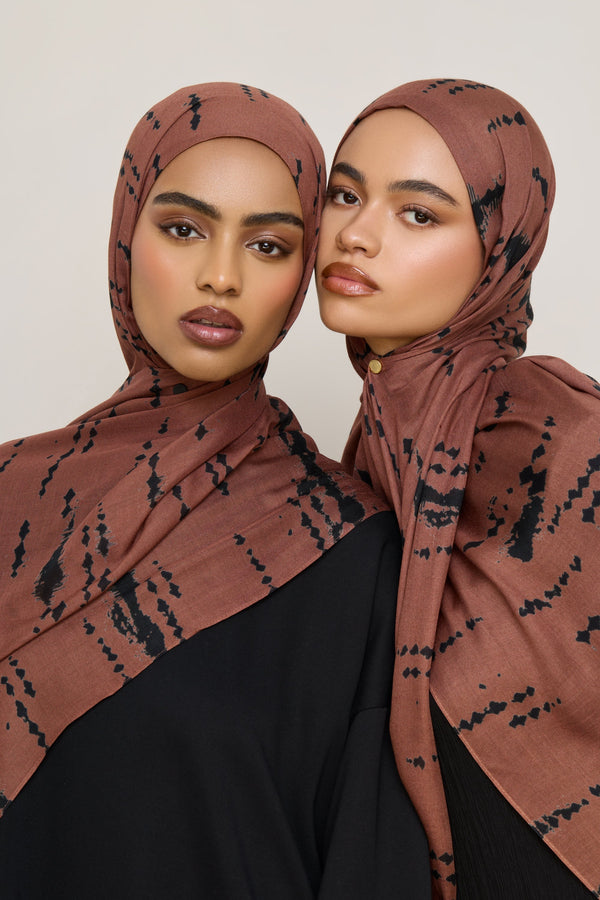 Printed Modal Hijab - Noir Speckles Hijabs Veiled 