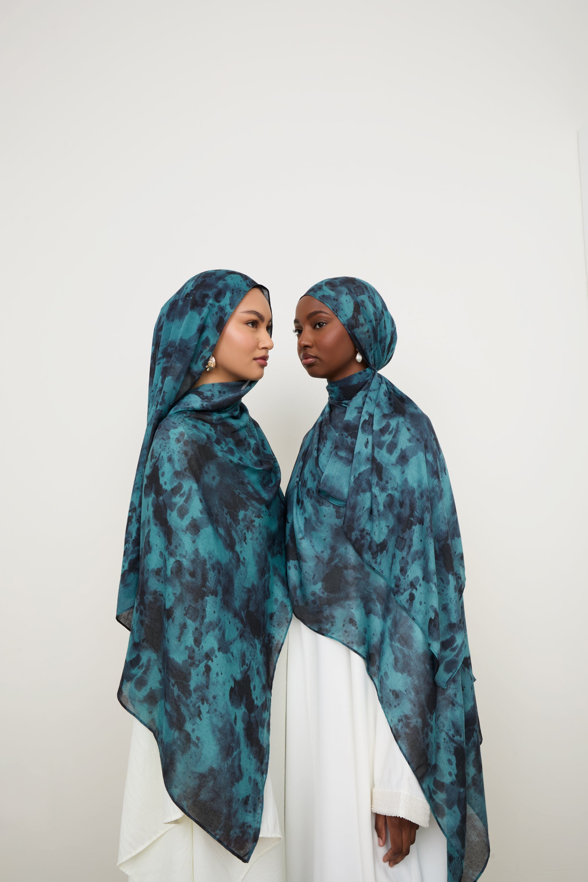 Printed Modal Hijab - Ocean Jade Hijabs Veiled 