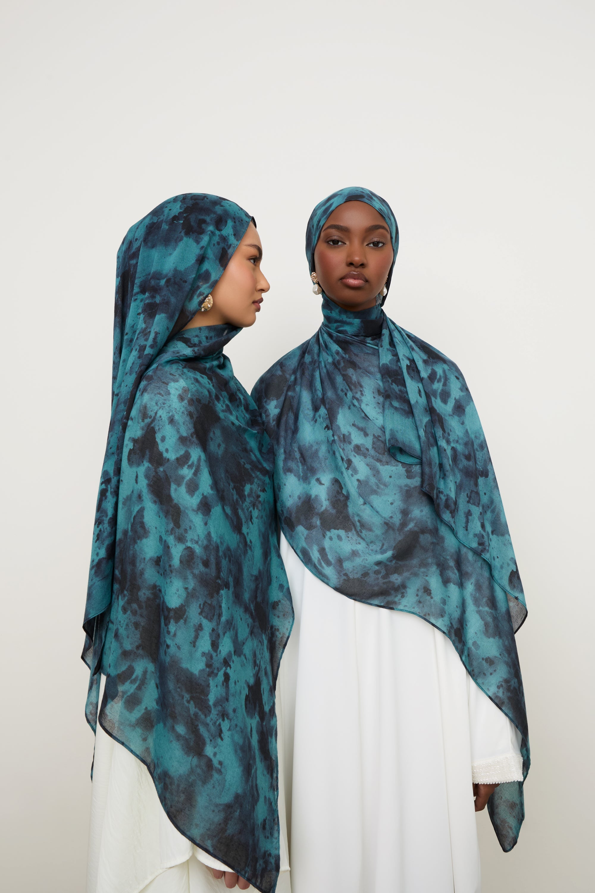 Printed Modal Hijab - Ocean Jade Hijabs Veiled 