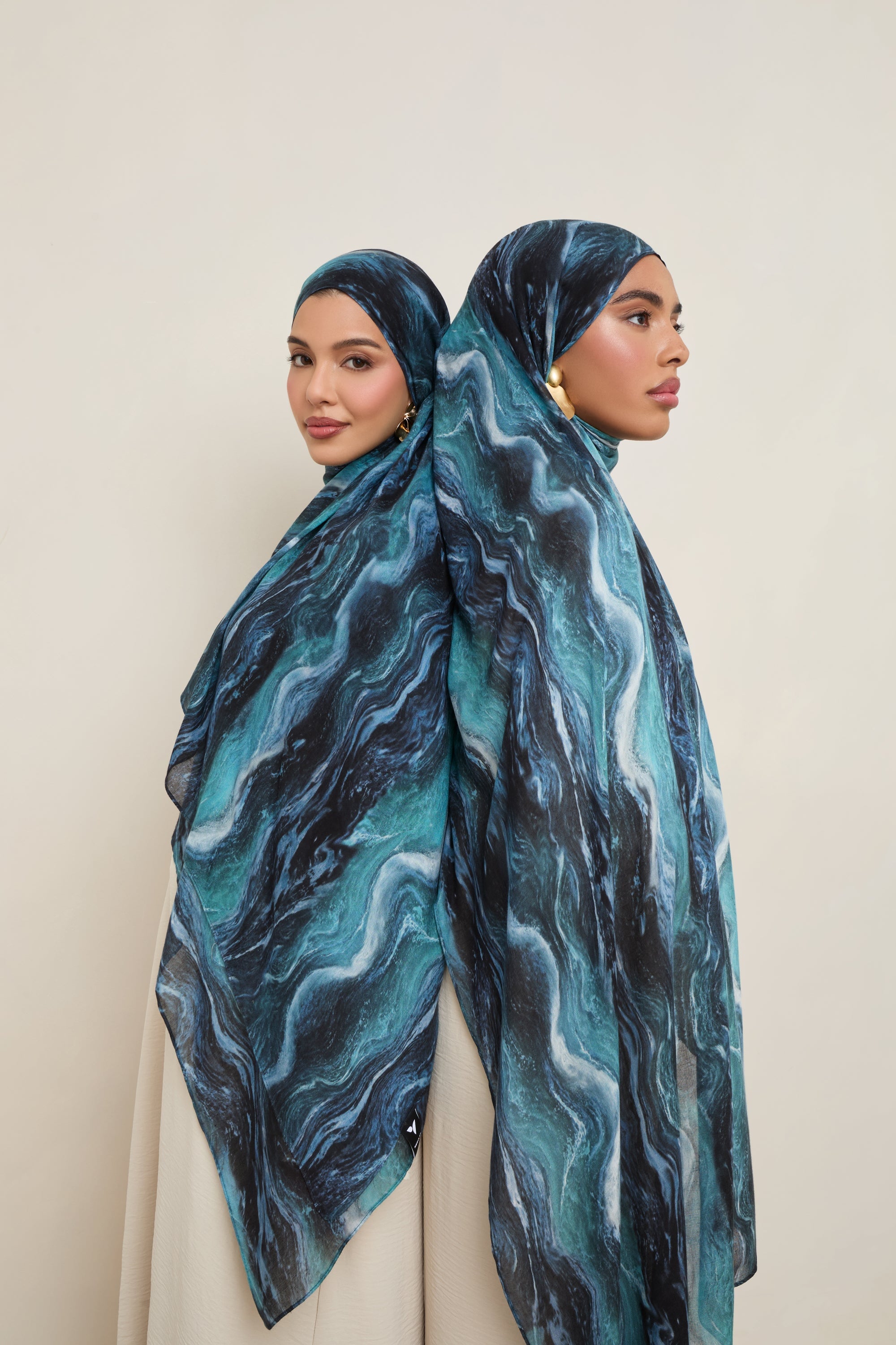 Printed Modal Hijab - Ocean Ripple Hijabs Veiled 