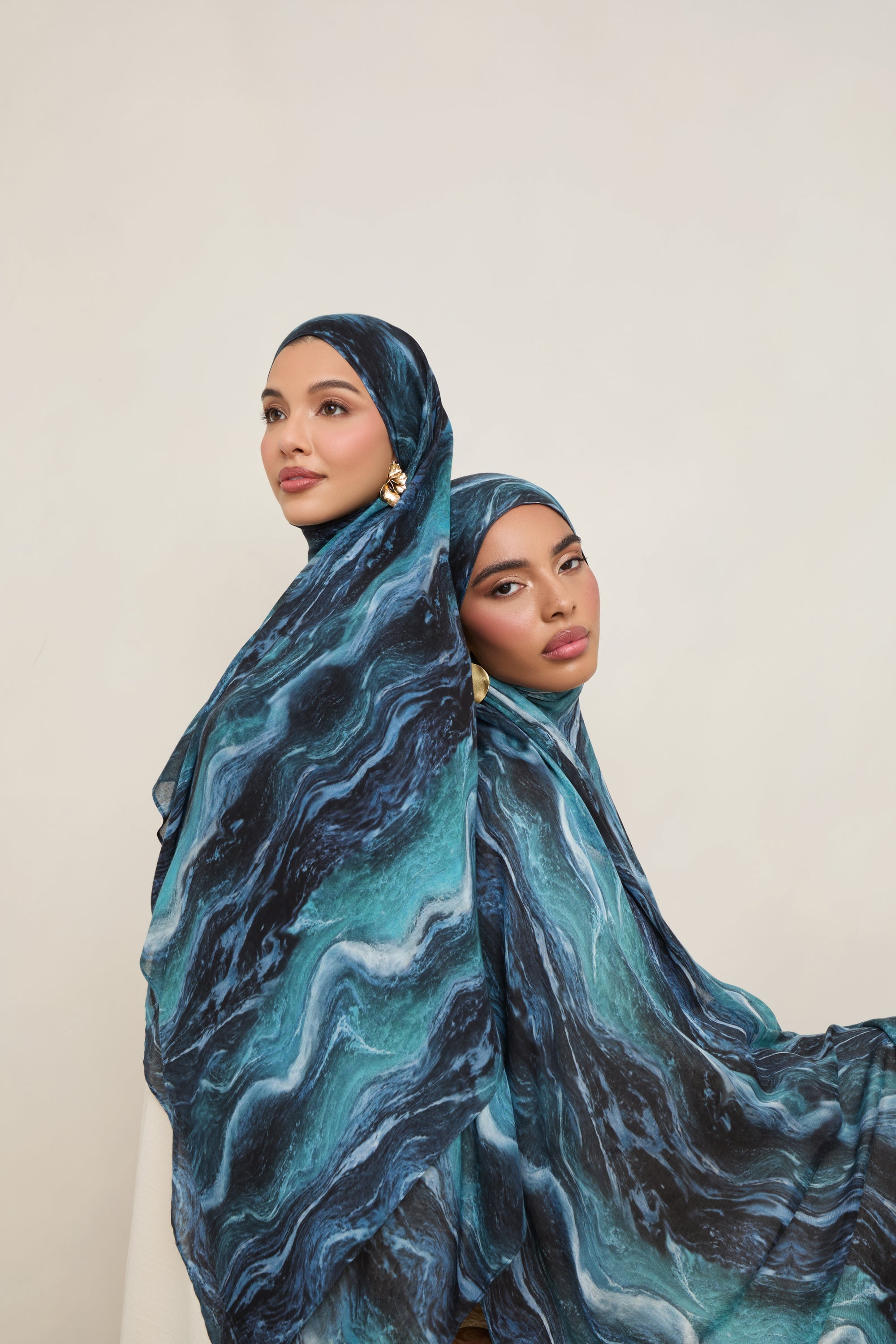 Printed Modal Hijab - Ocean Ripple Hijabs Veiled 