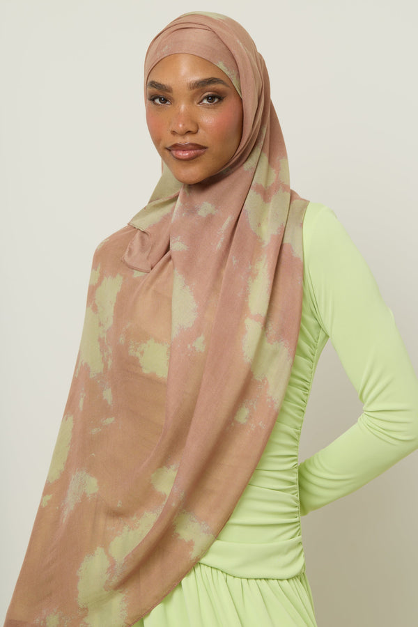 Printed Modal Hijab - Olive Clouds Hijab Veiled 