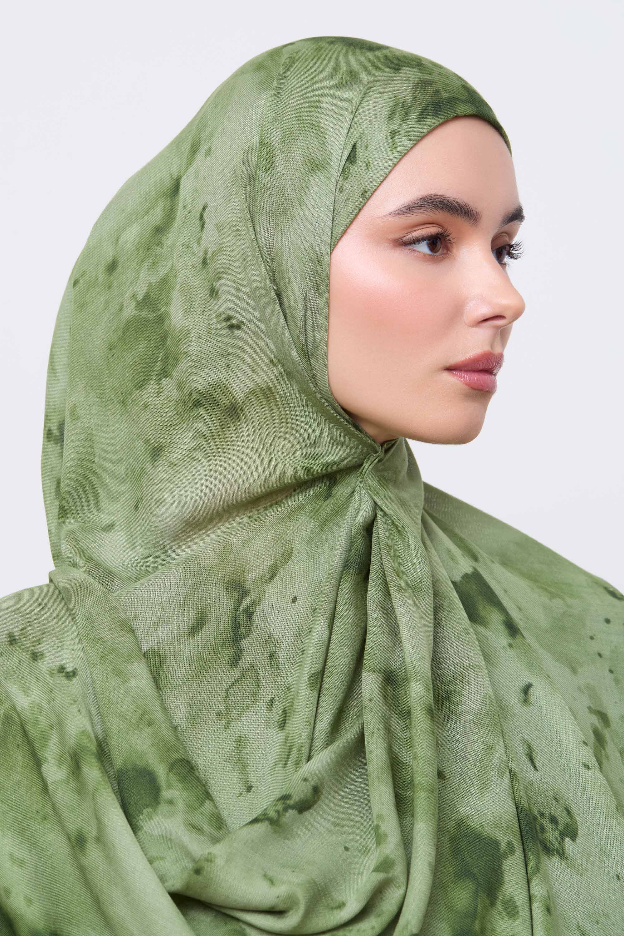 Printed Modal Hijab - Olive Haze Hijabs Veiled 