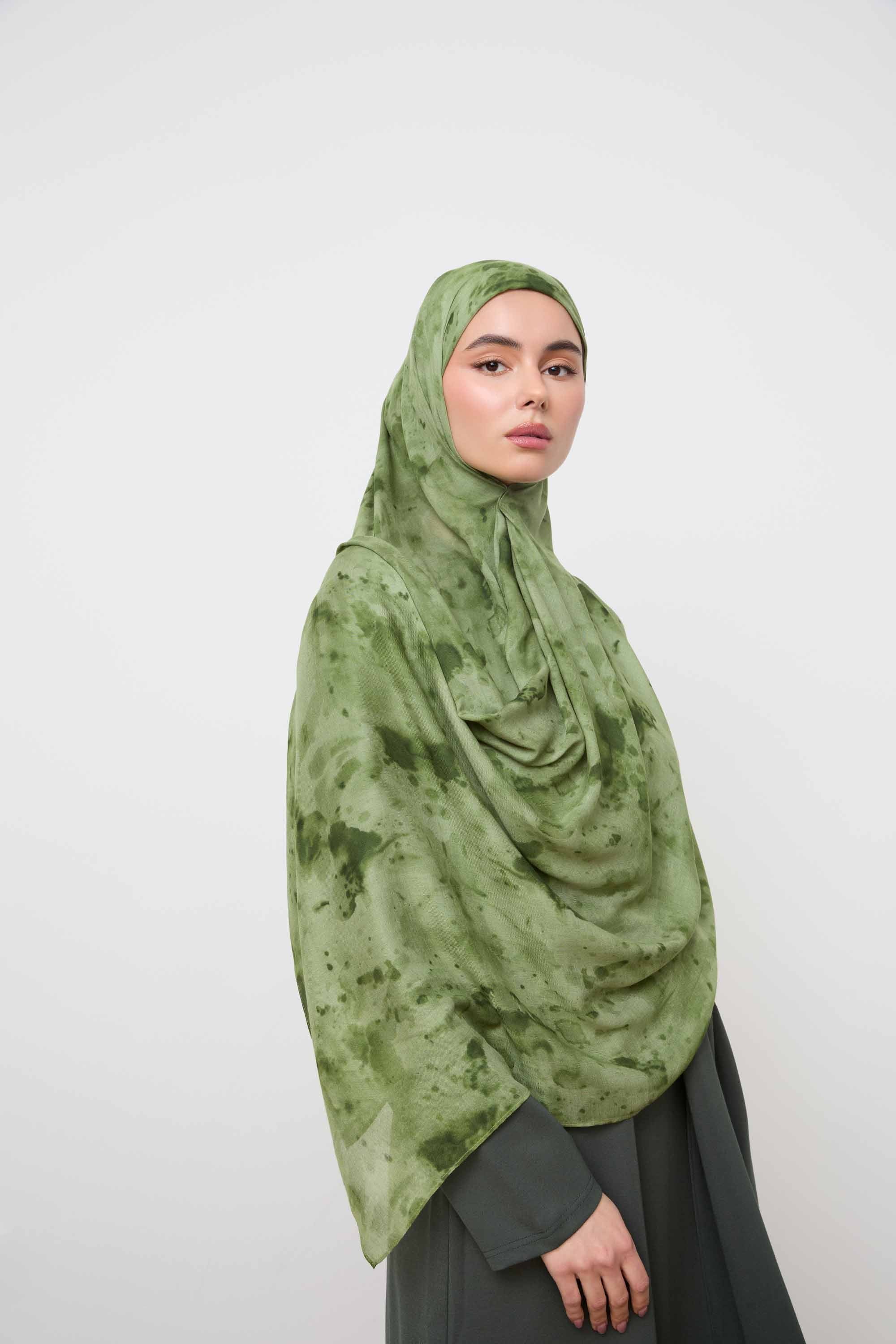 Printed Modal Hijab - Olive Haze Hijabs Veiled 