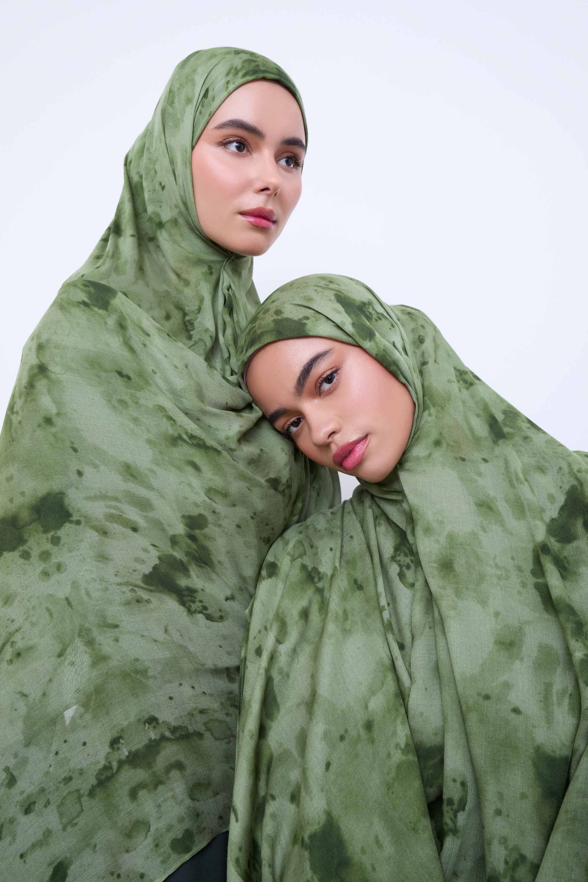 Printed Modal Hijab - Olive Haze Hijabs Veiled 