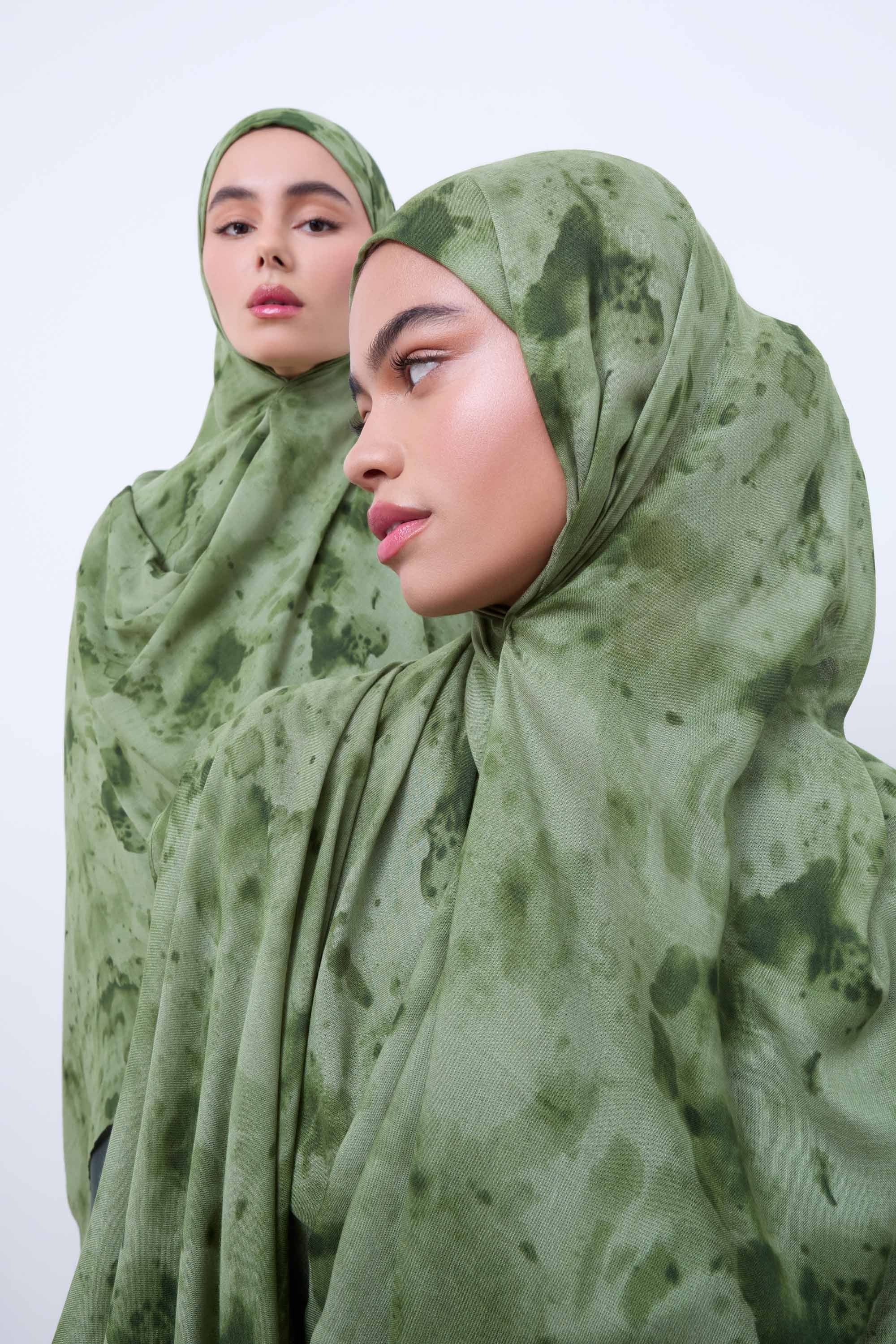 Printed Modal Hijab - Olive Haze Hijabs Veiled 