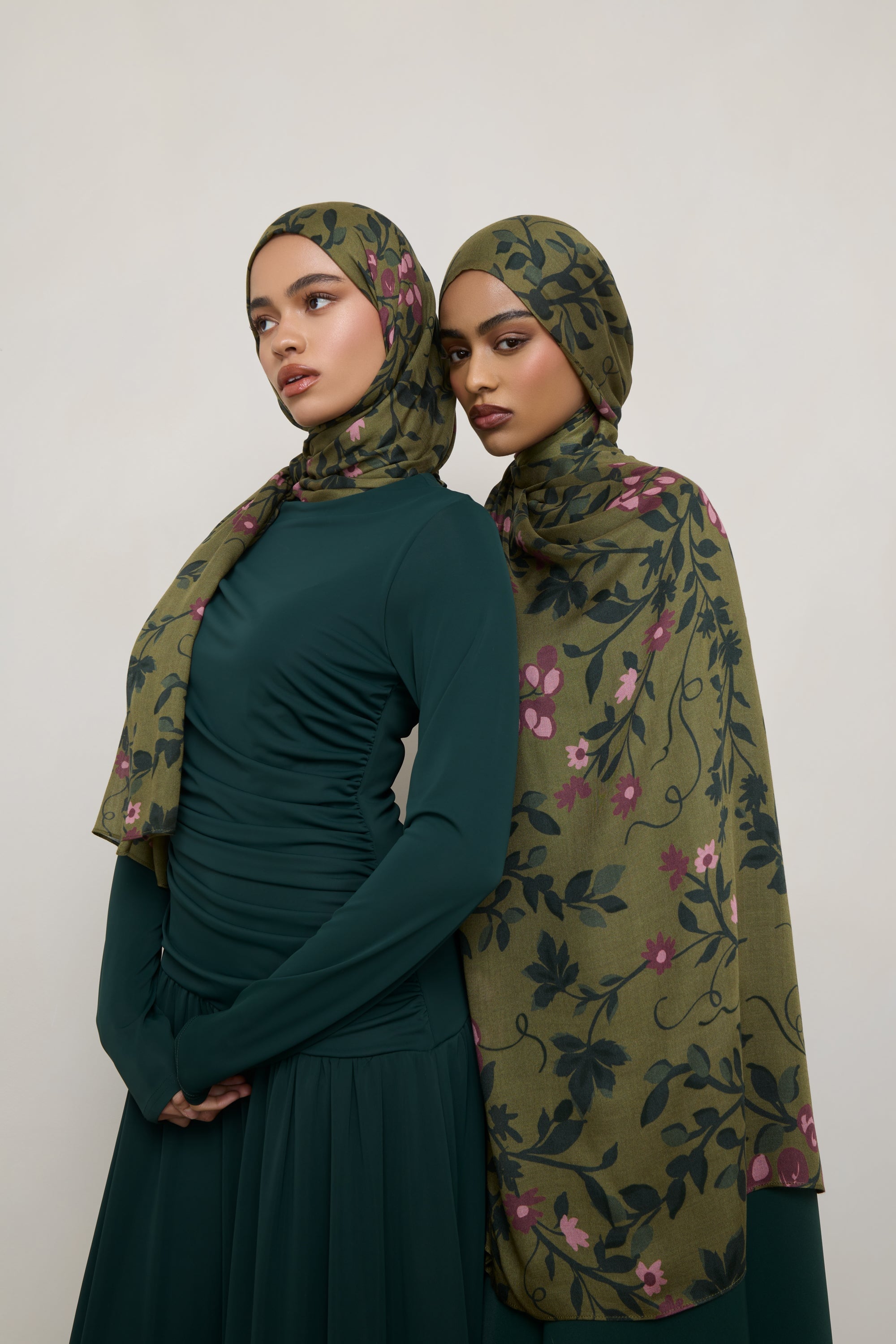 Printed Modal Hijab - Olive Rose Hijabs Veiled 