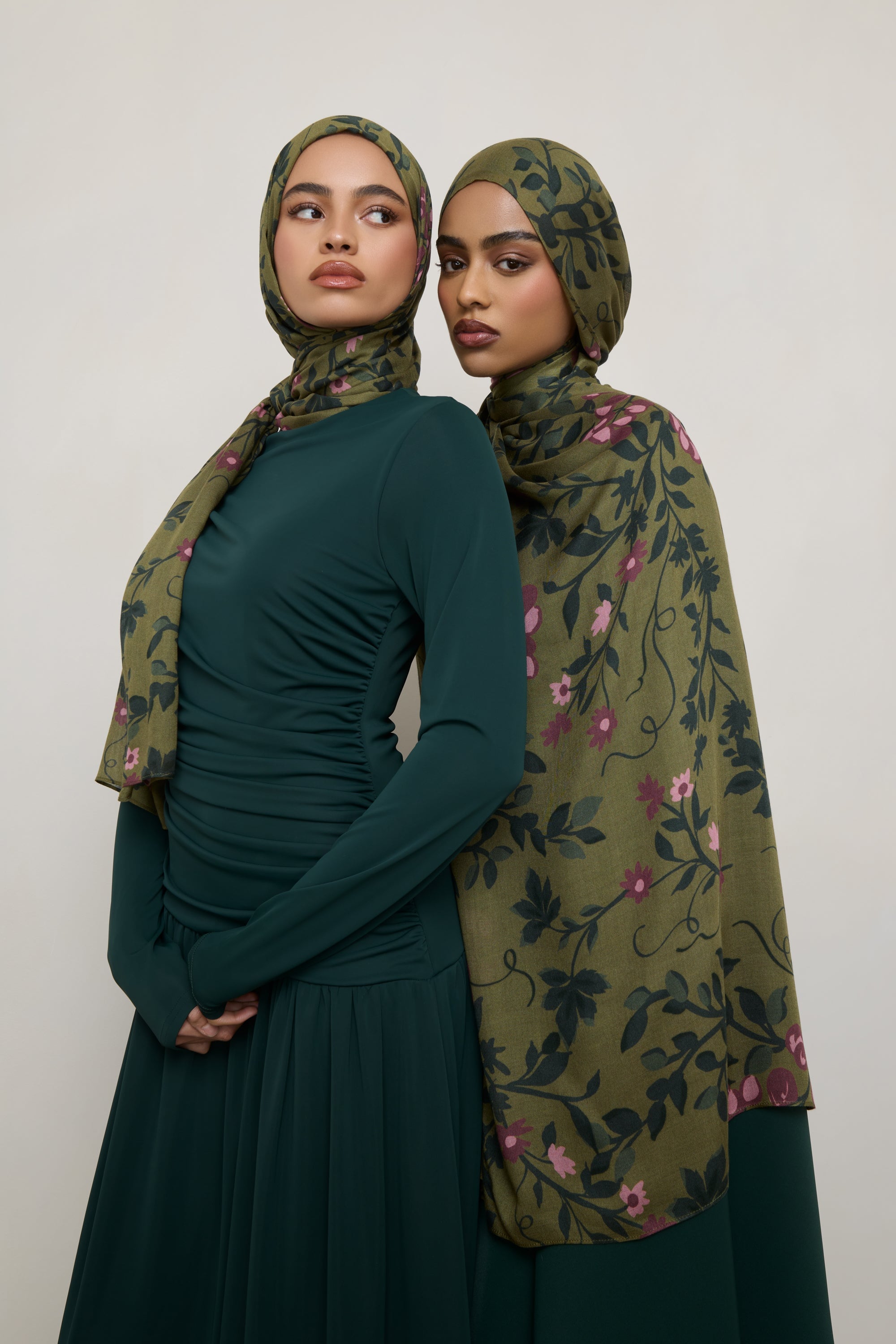 Printed Modal Hijab - Olive Rose Hijabs Veiled 