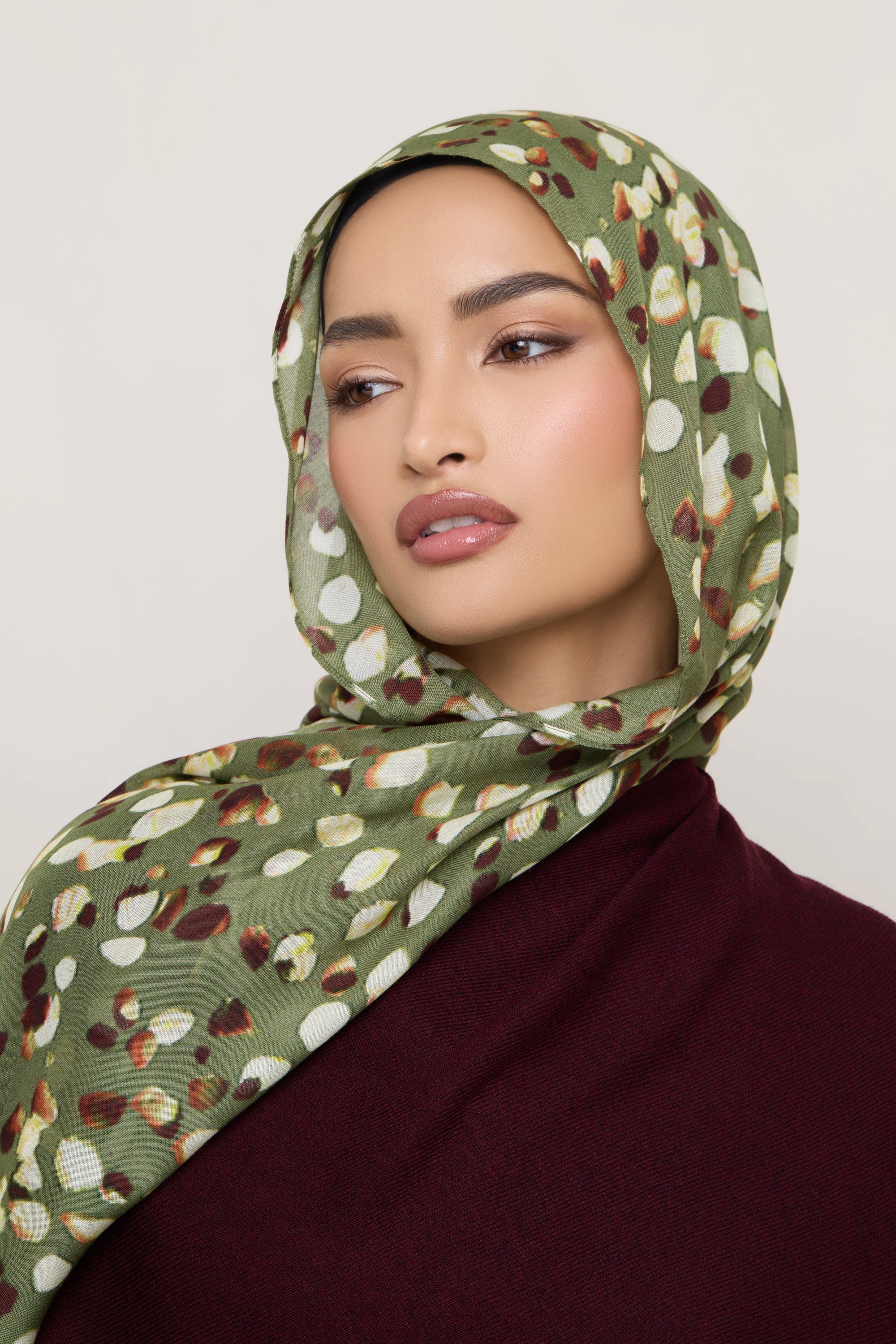Printed Modal Hijab - Olive Sauvage Hijabs Veiled 