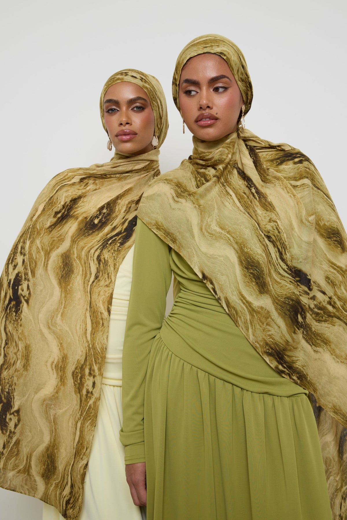Printed Modal Hijab - Olive Waves Hijabs Veiled 