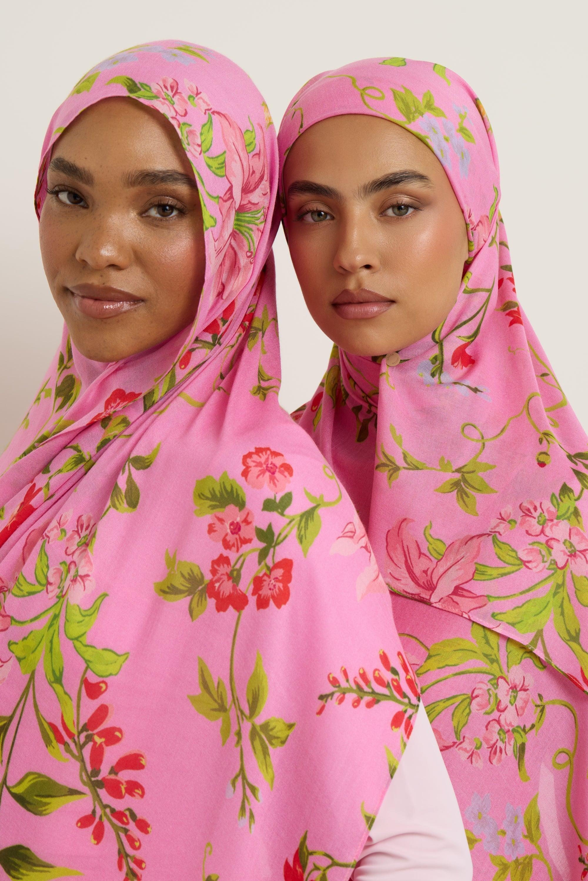 Printed Modal Hijab - Pink Floral Hijab Veiled 