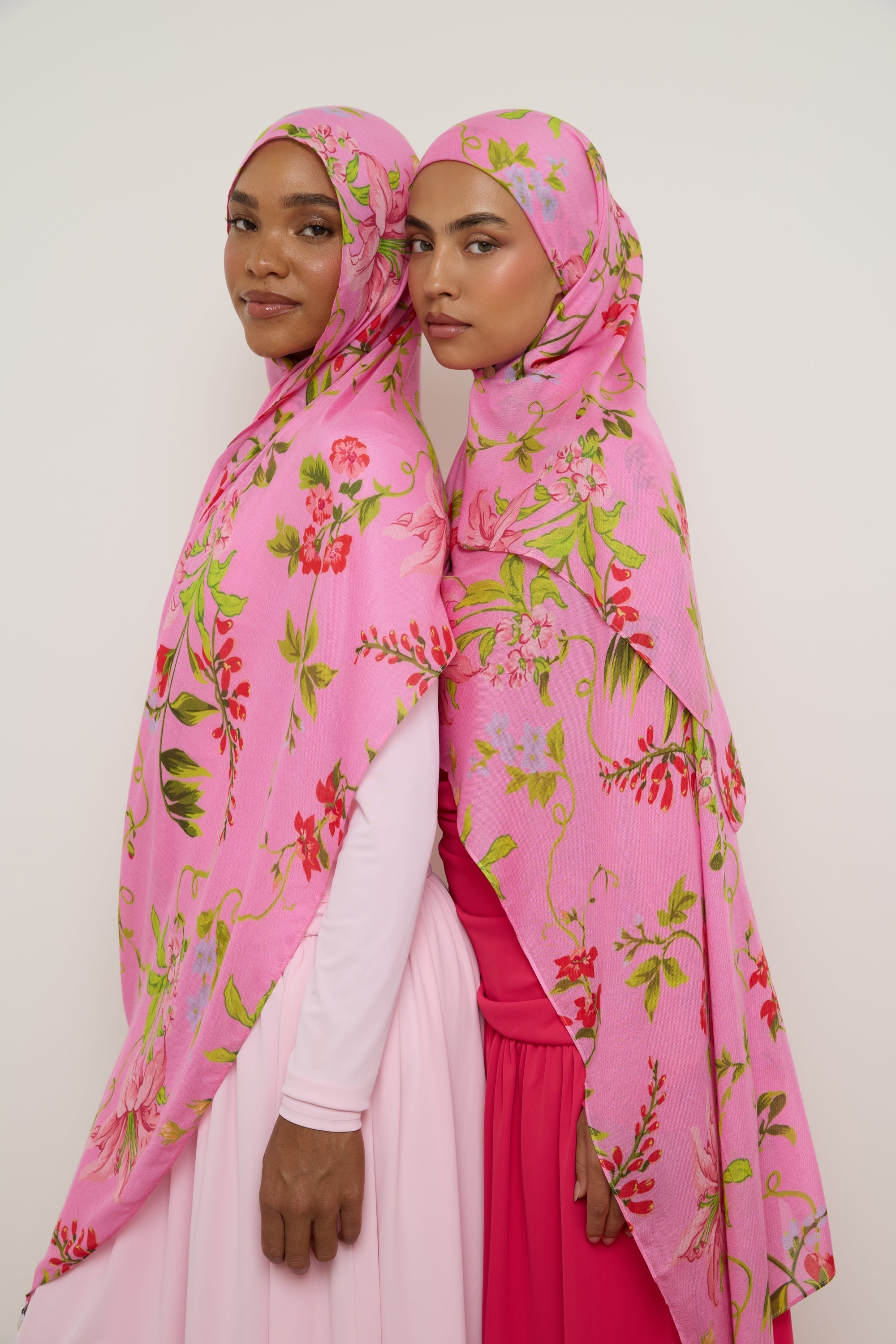 Printed Modal Hijab - Pink Floral Hijab Veiled 
