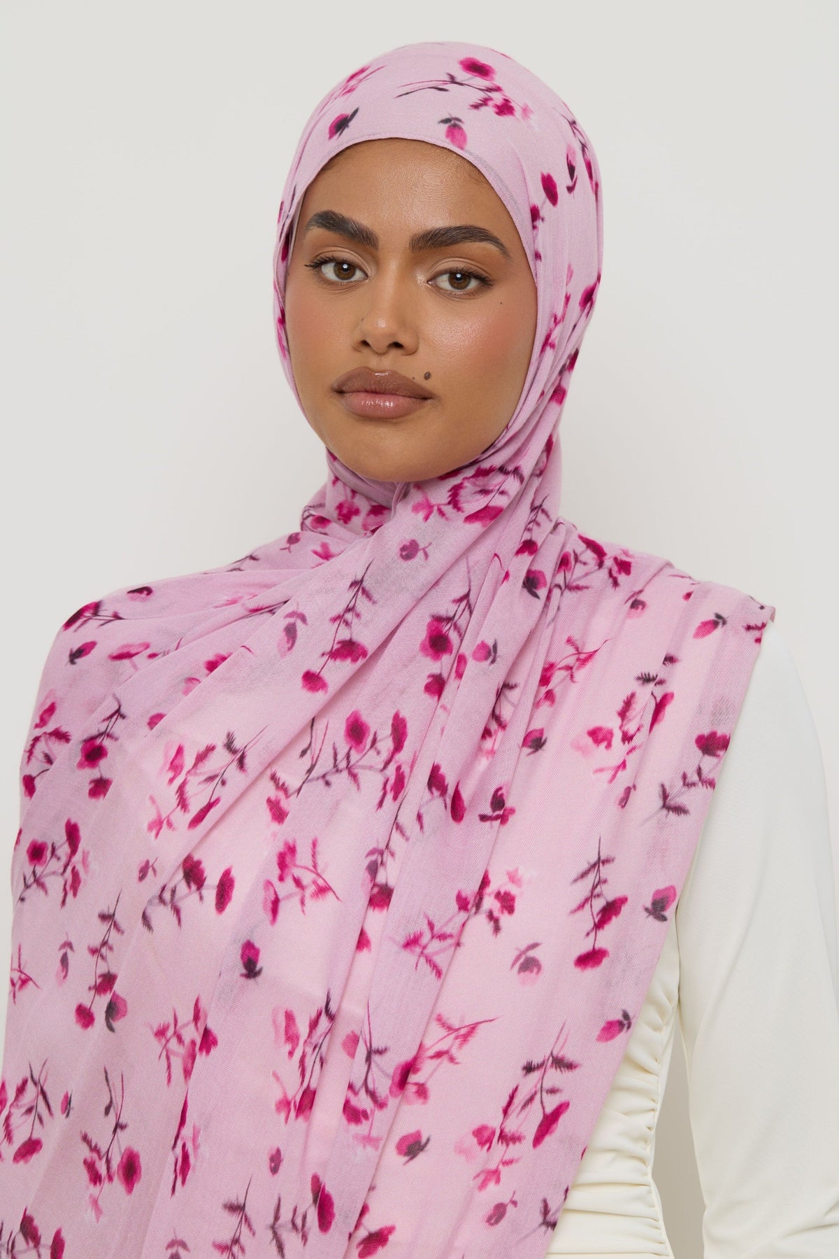 Printed Modal Hijab - Pink Floral Ditsy Hijabs Veiled 