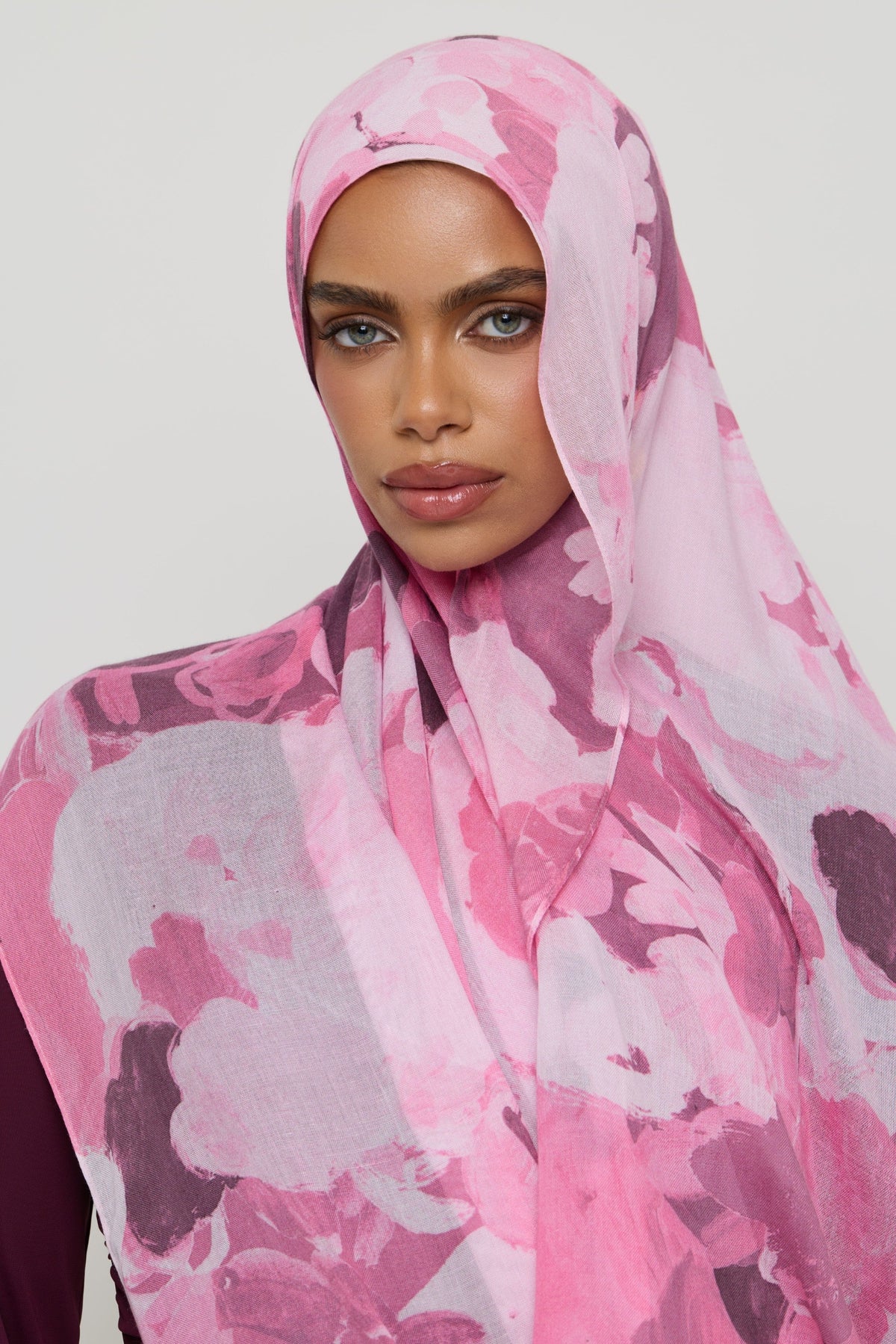 Printed Modal Hijab - Pink Petals Hijabs Veiled 