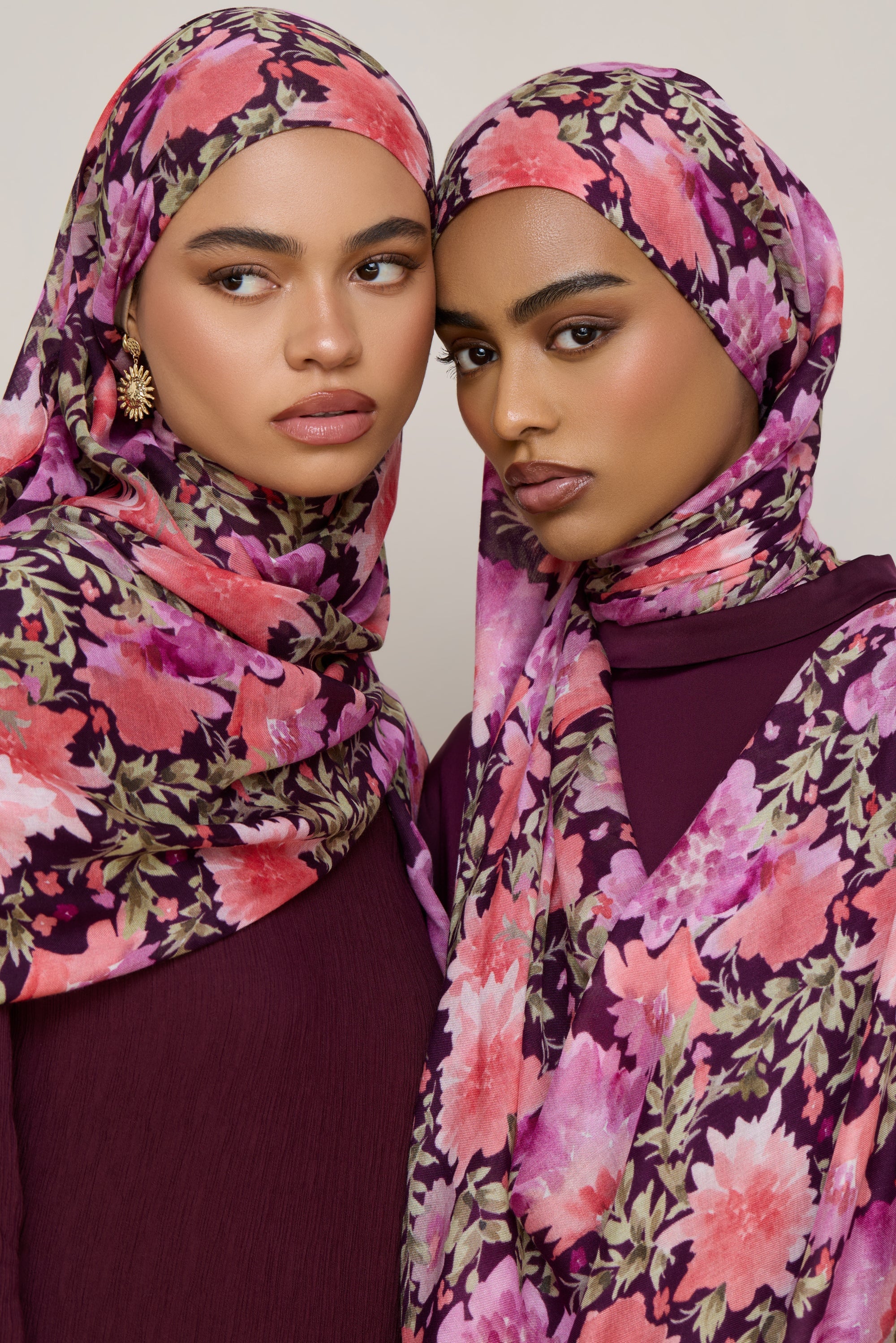 Printed Modal Hijab - Plum Garden Hijabs Veiled 