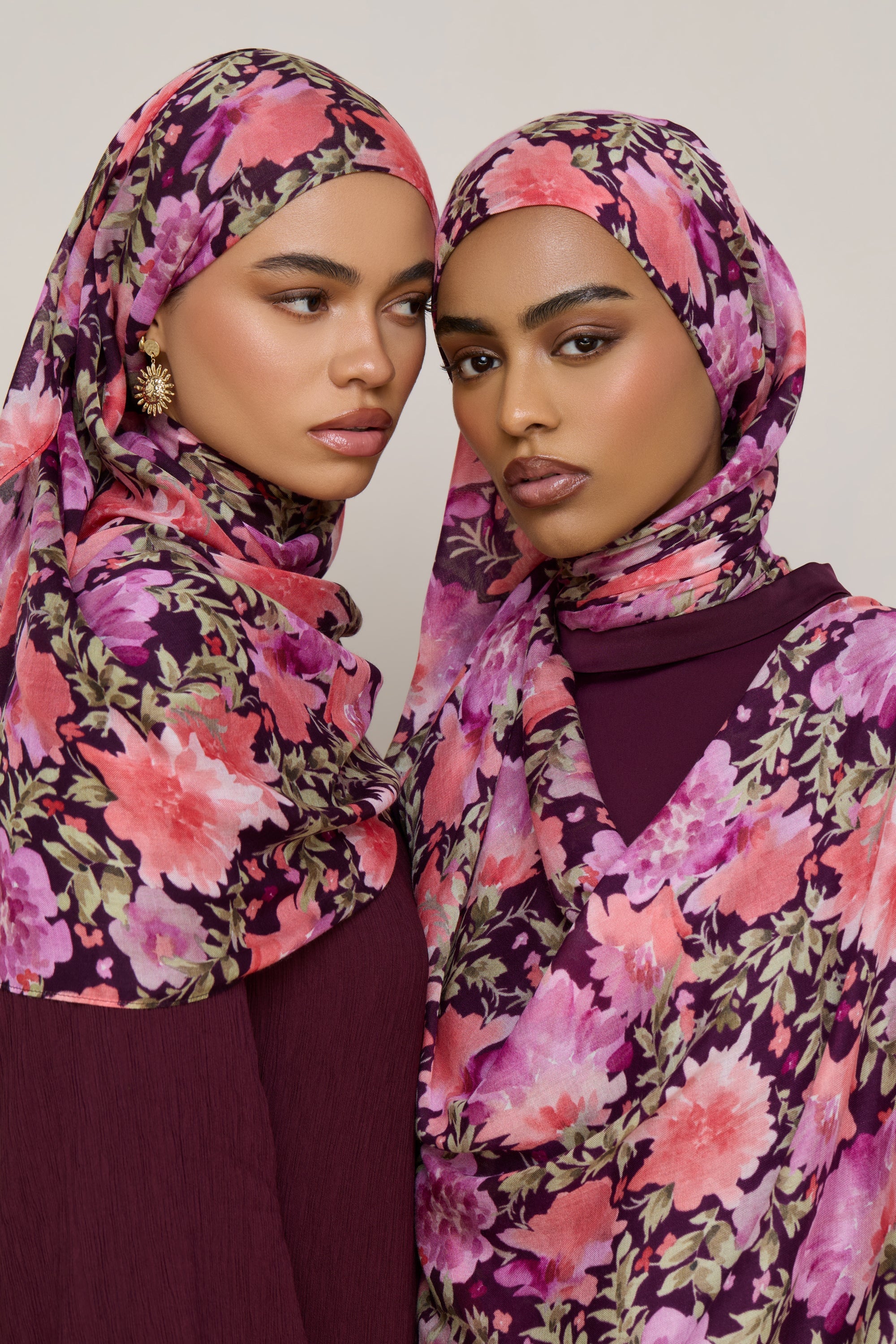 Printed Modal Hijab - Plum Garden