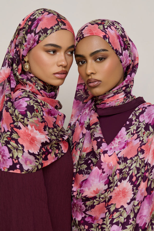 Printed Modal Hijab - Plum Garden Hijabs Veiled 