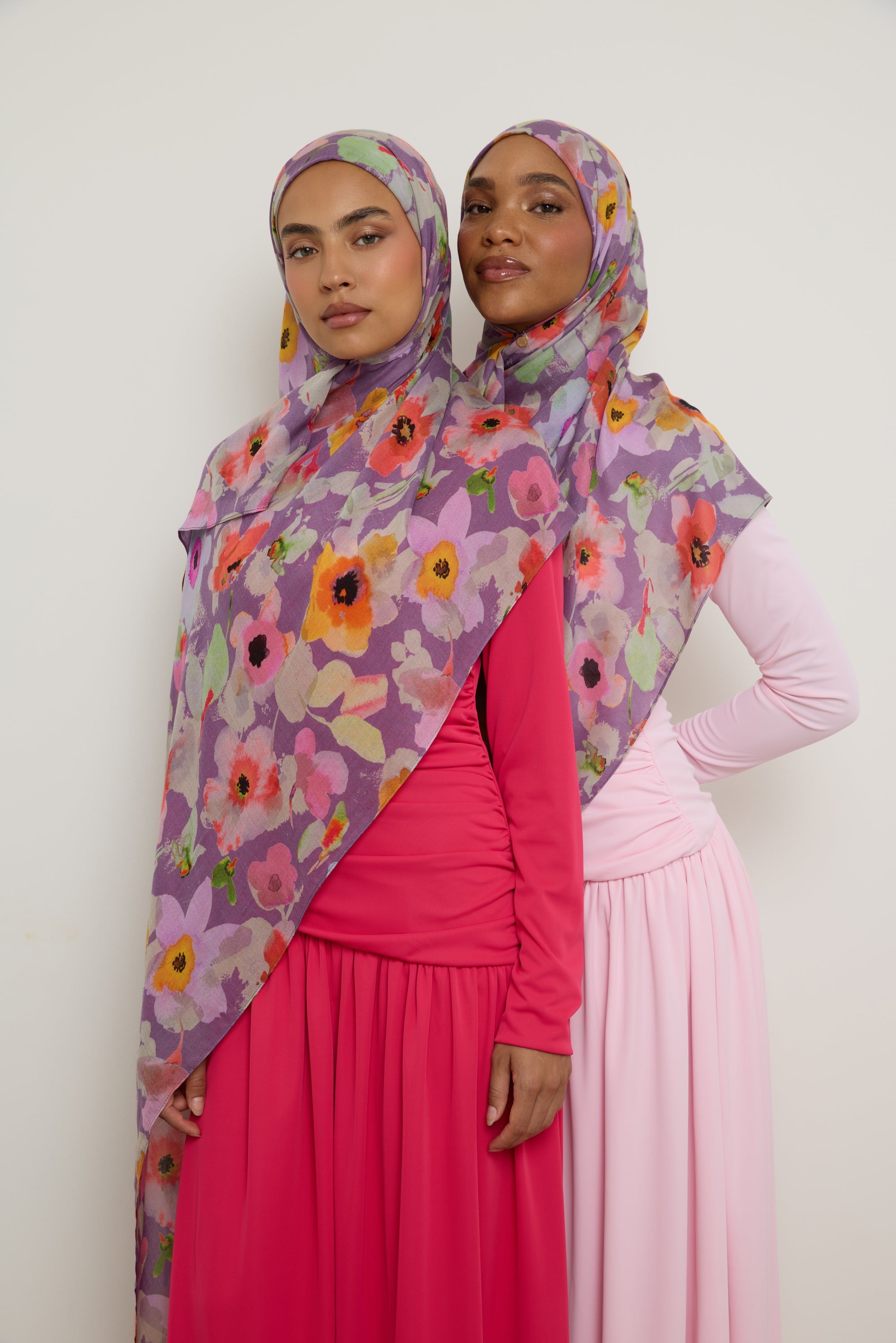 Printed Modal Hijab - Purple Floral Hijab Veiled 