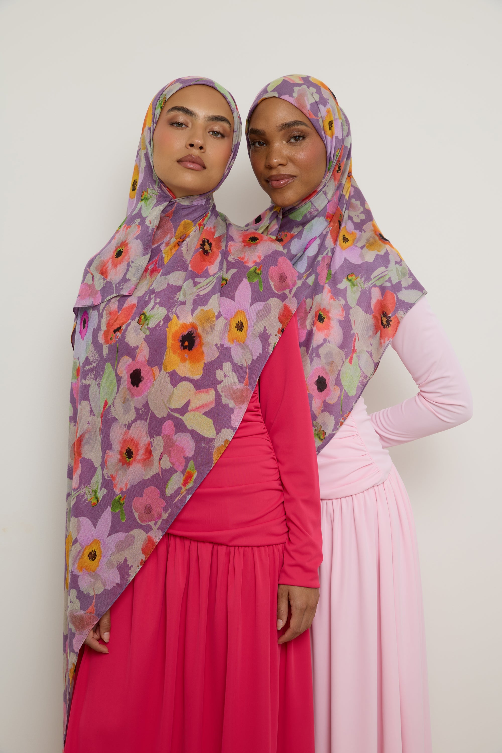 Printed Modal Hijab - Purple Floral Hijab Veiled 