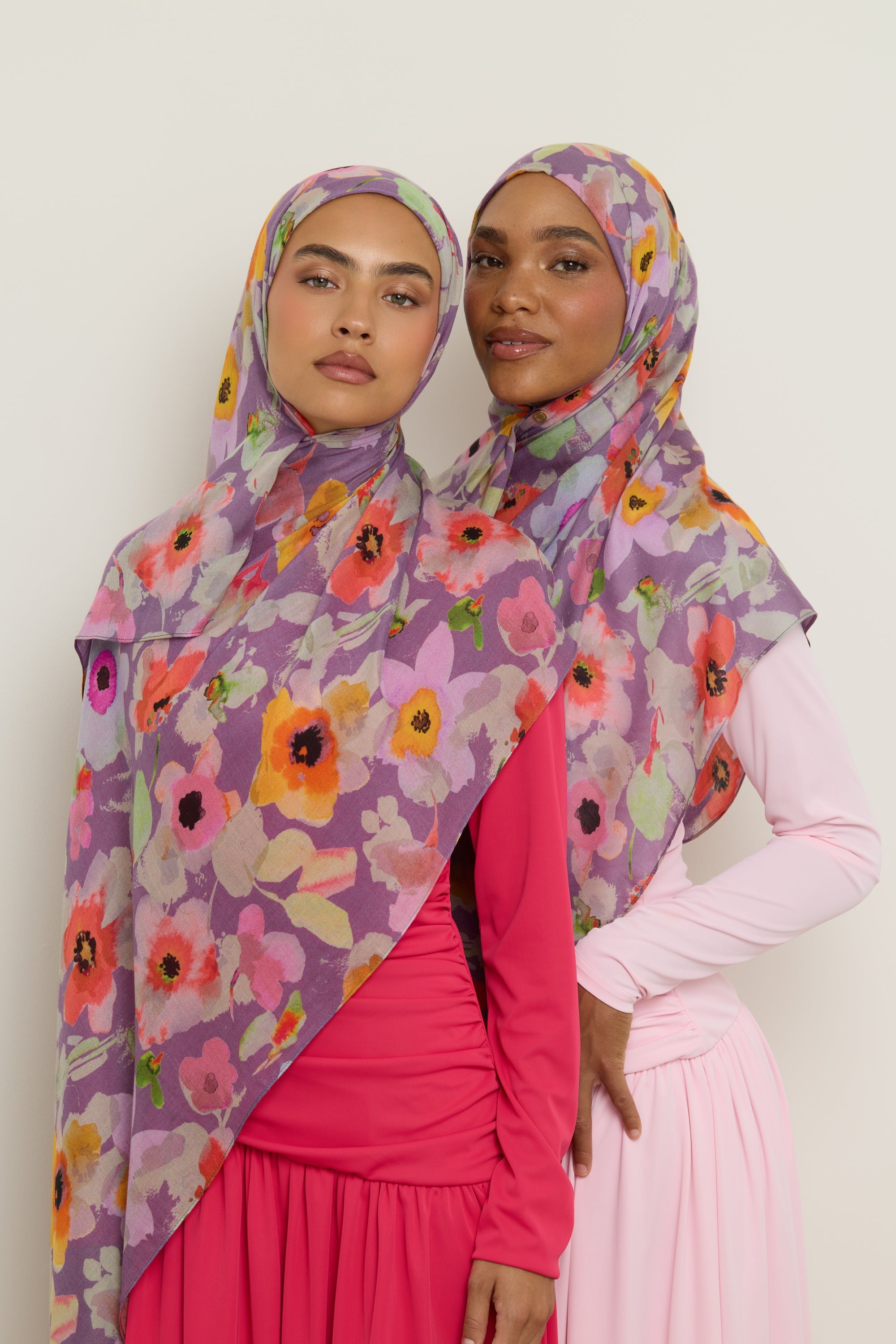 Printed Modal Hijab - Purple Floral Hijab Veiled 