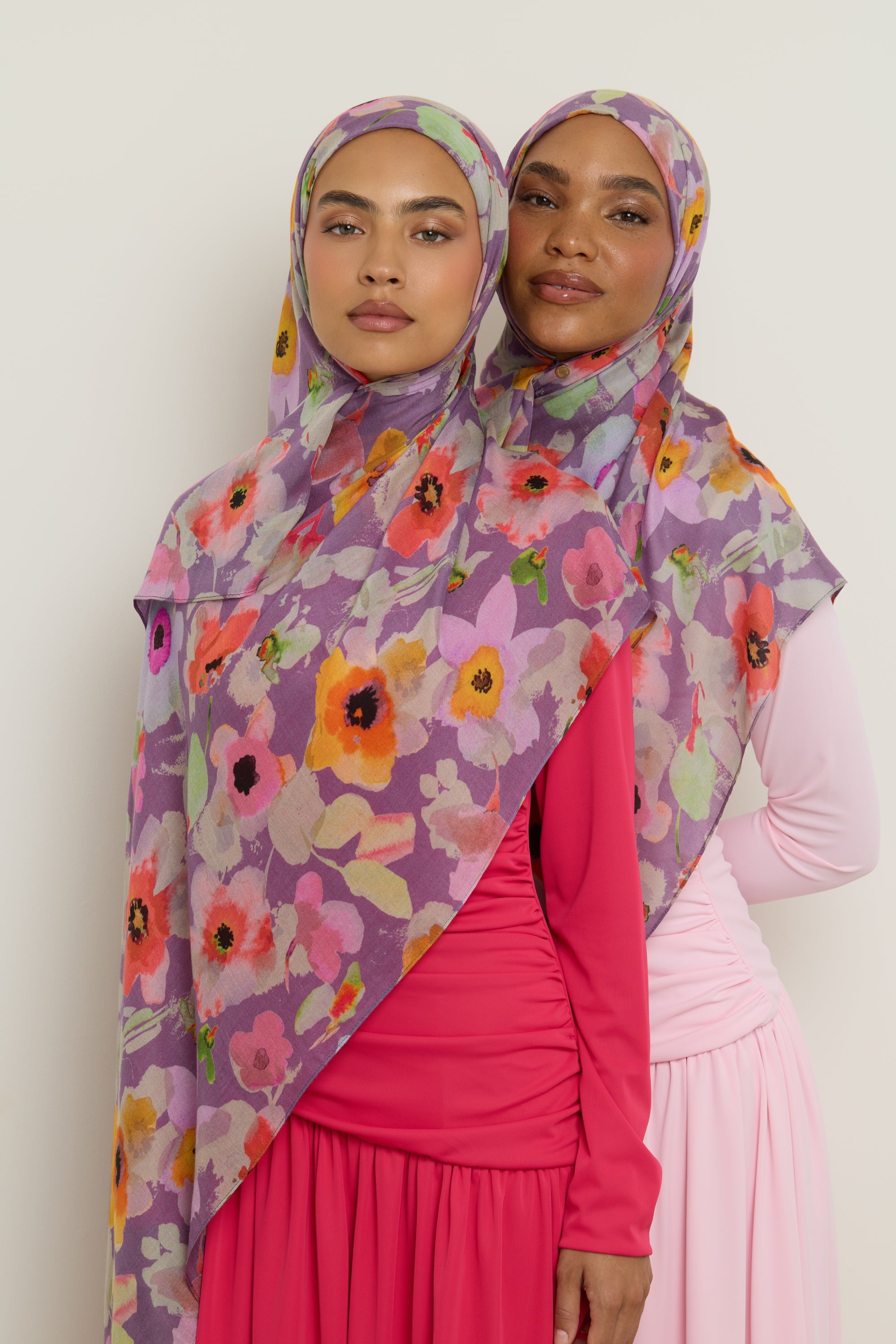 Printed Modal Hijab - Purple Floral Hijab Veiled 
