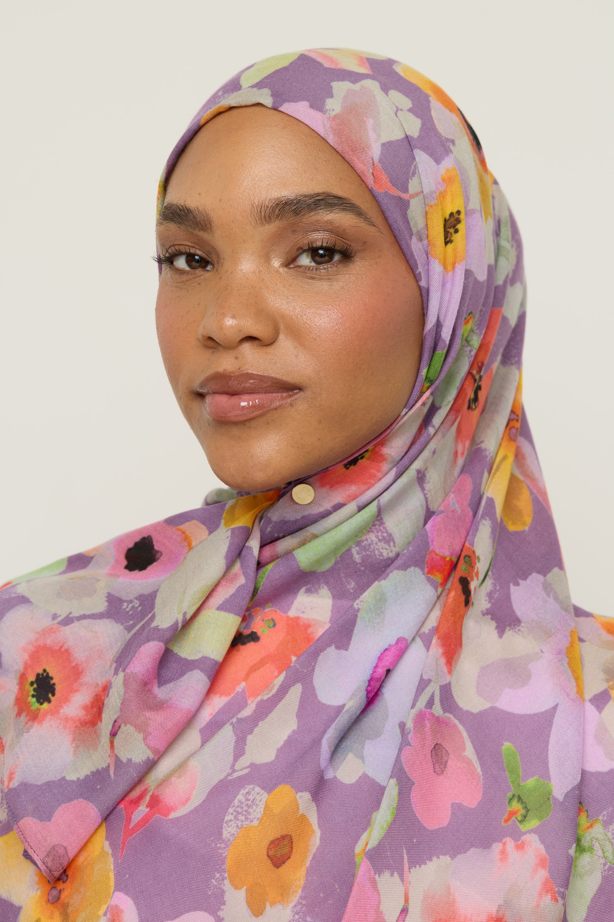 Printed Modal Hijab - Purple Floral Hijab Veiled 