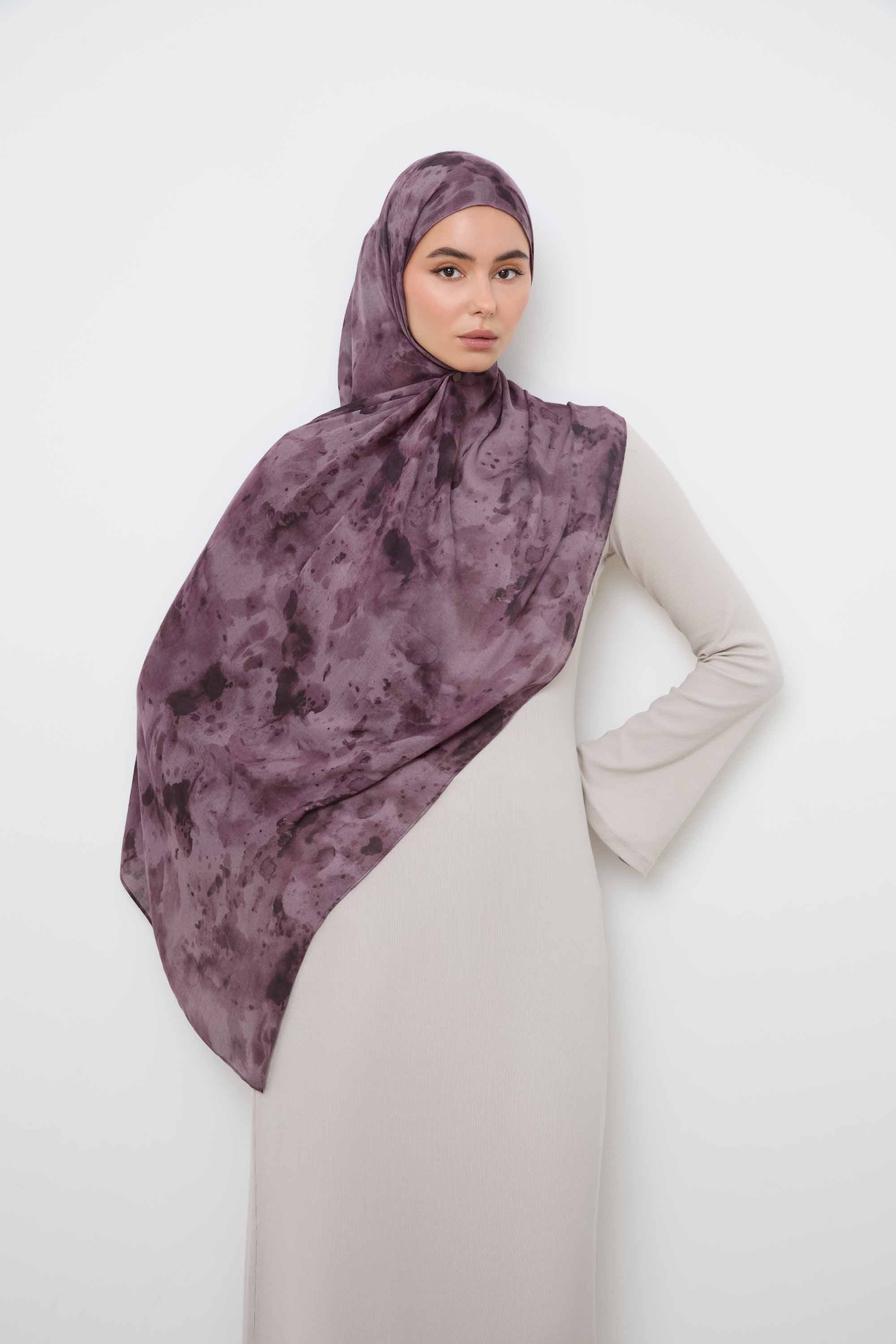 Printed Modal Hijab - Rosewood Haze Hijabs Veiled 