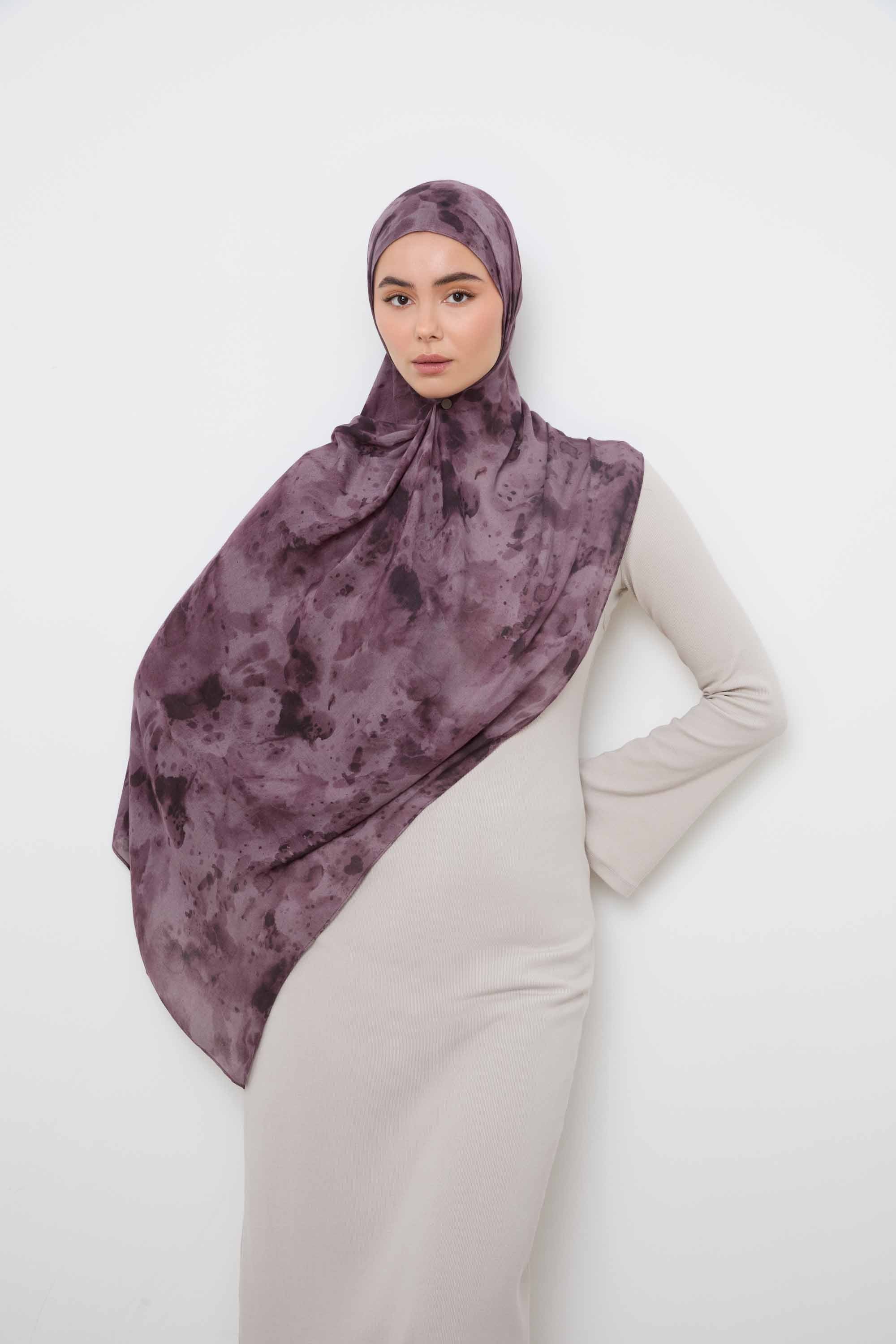 Printed Modal Hijab - Rosewood Haze Hijabs Veiled 