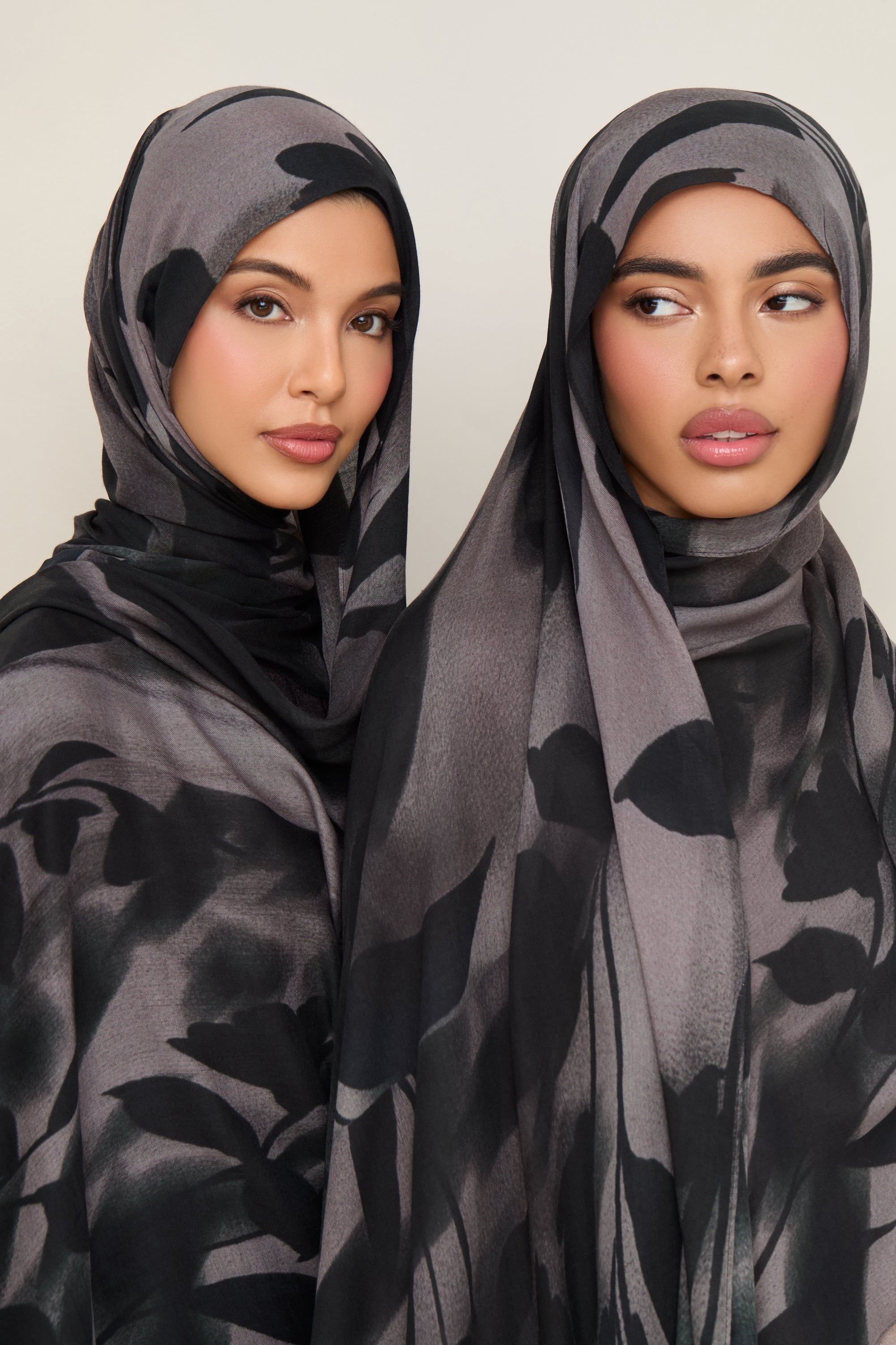 Printed Modal Hijab - Shadow Petals Hijabs Veiled 