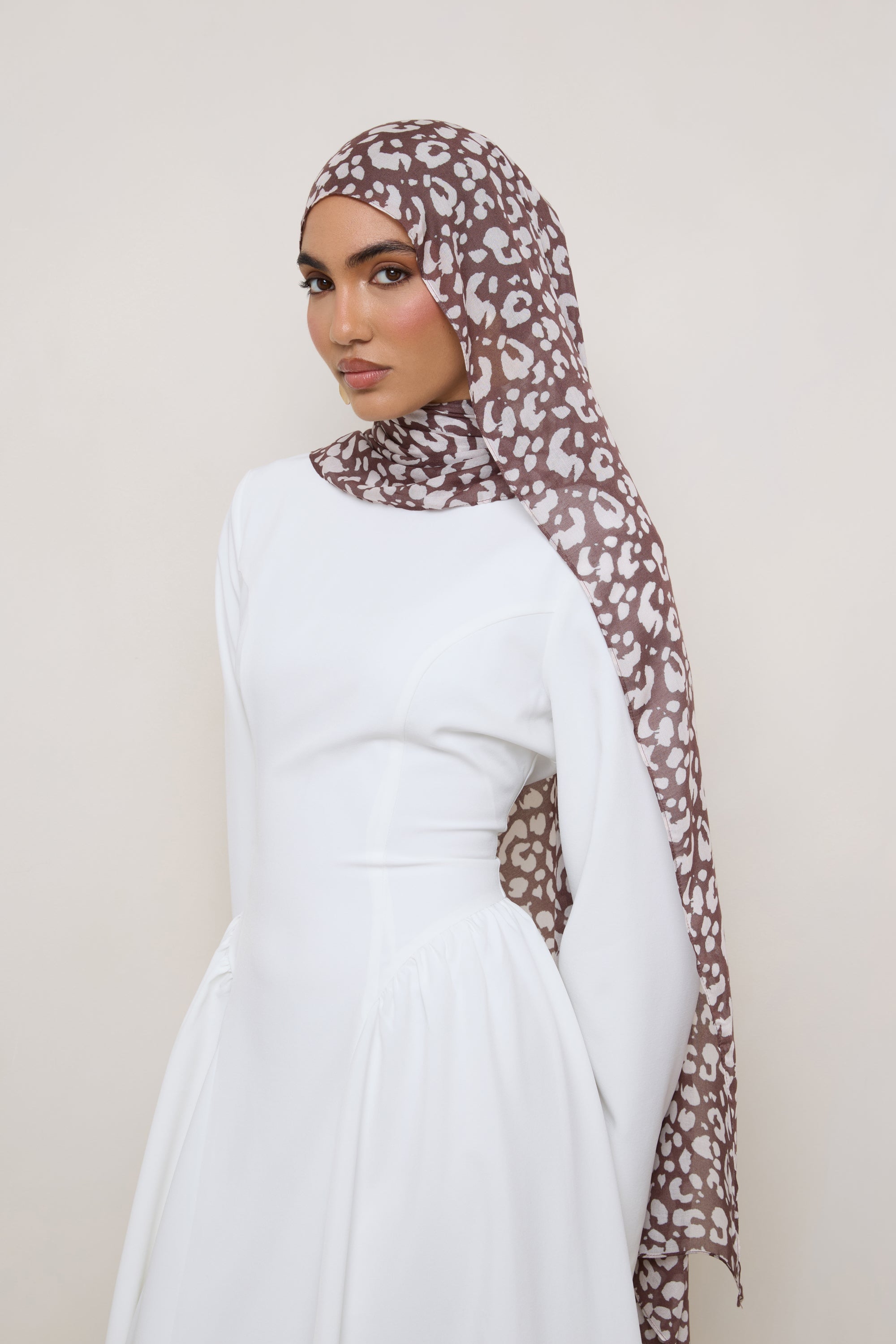 Printed Modal Hijab - Stone Leopard