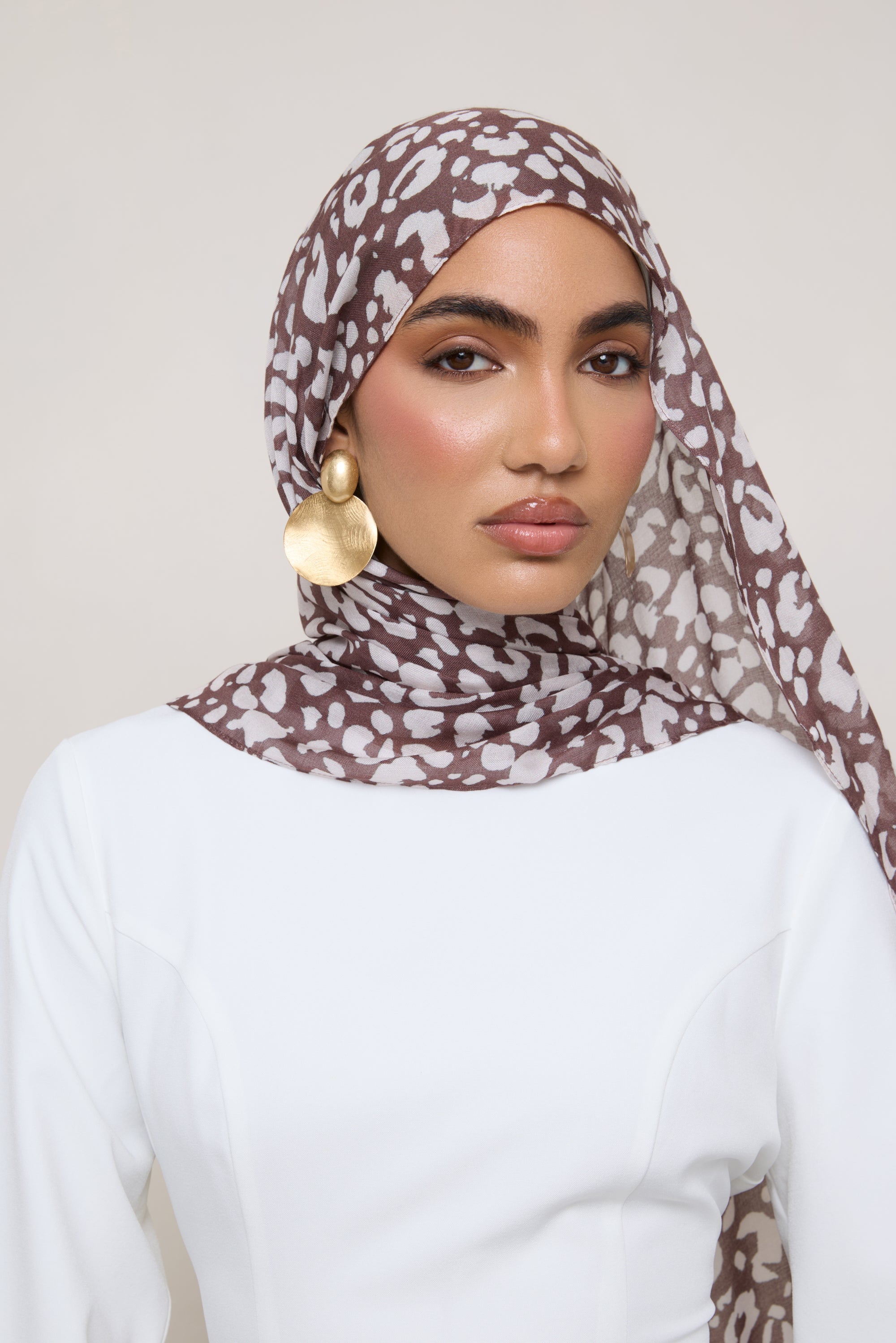 Printed Modal Hijab - Stone Leopard Hijabs Veiled 
