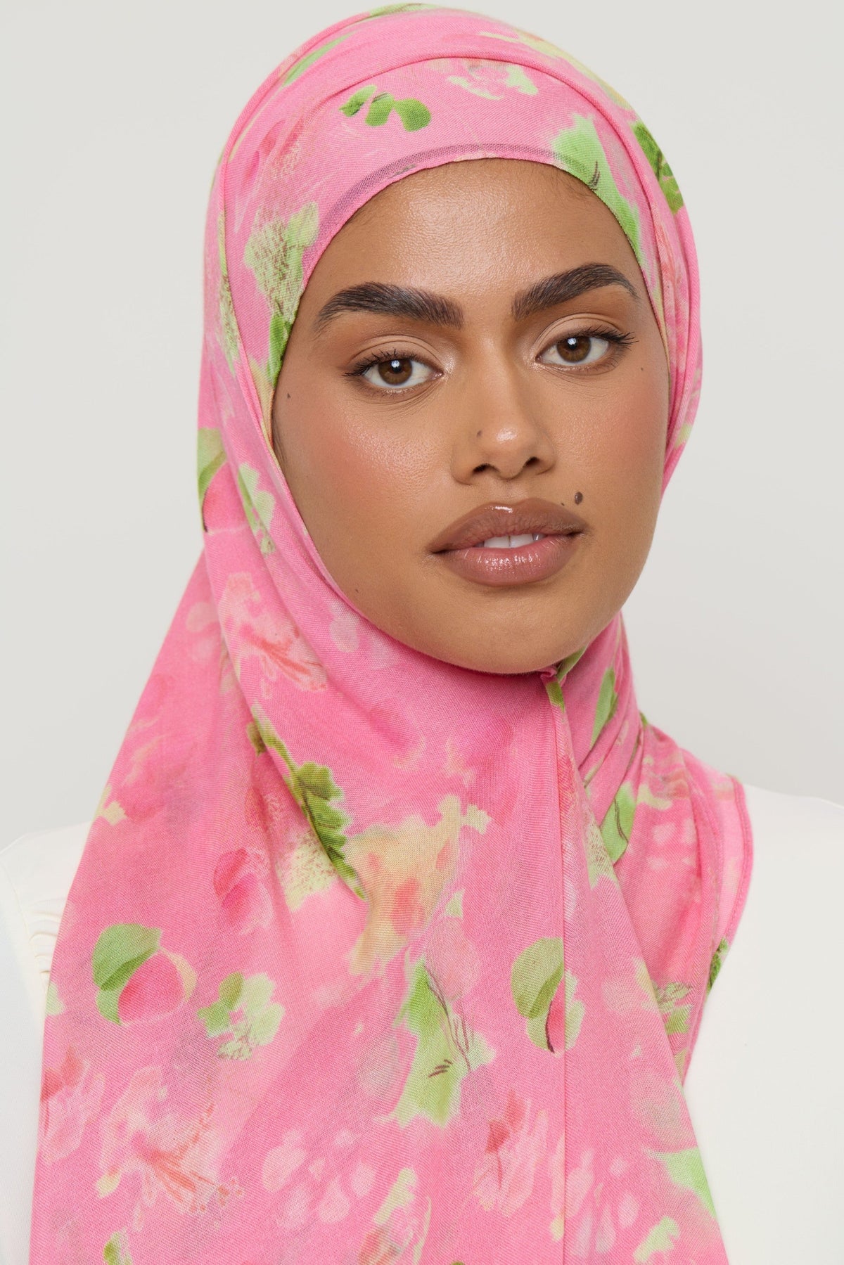 Printed Modal Hijab - Strawberry Pink Hijabs Veiled 