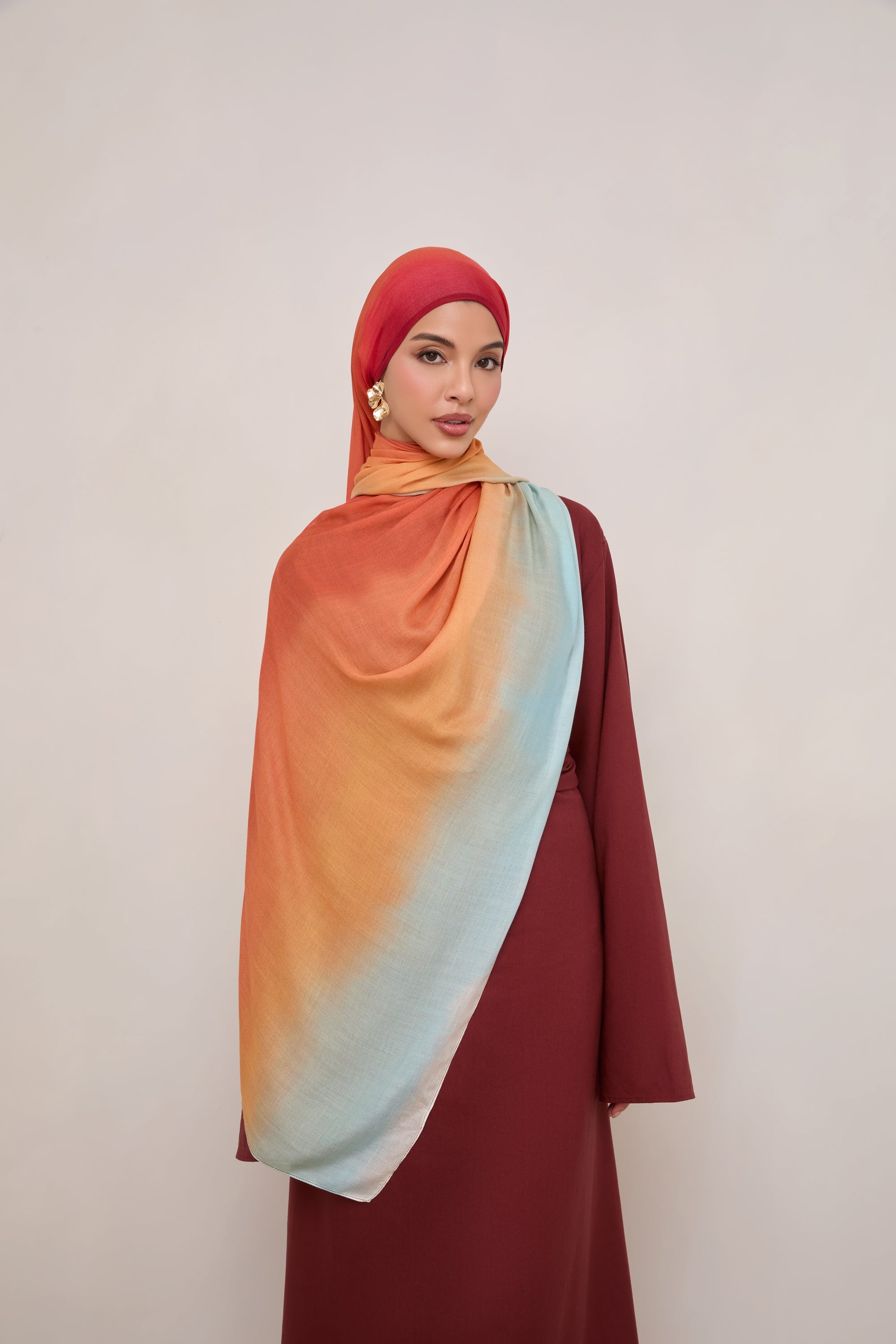Printed Modal Hijab - Sunset Ombre Hijabs Veiled 