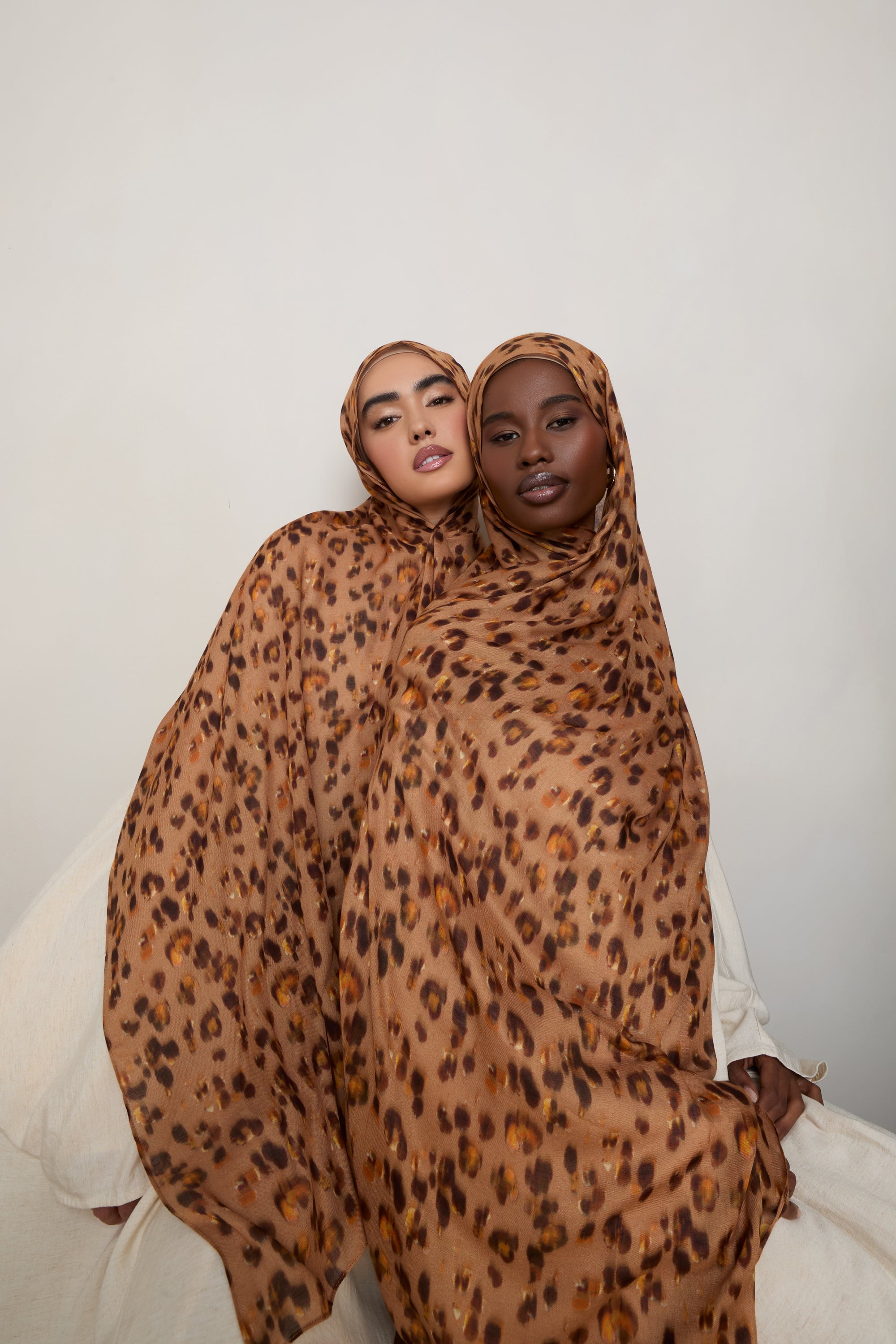 Printed Modal Hijab - Tan Leopard Bloom Hijabs Veiled 