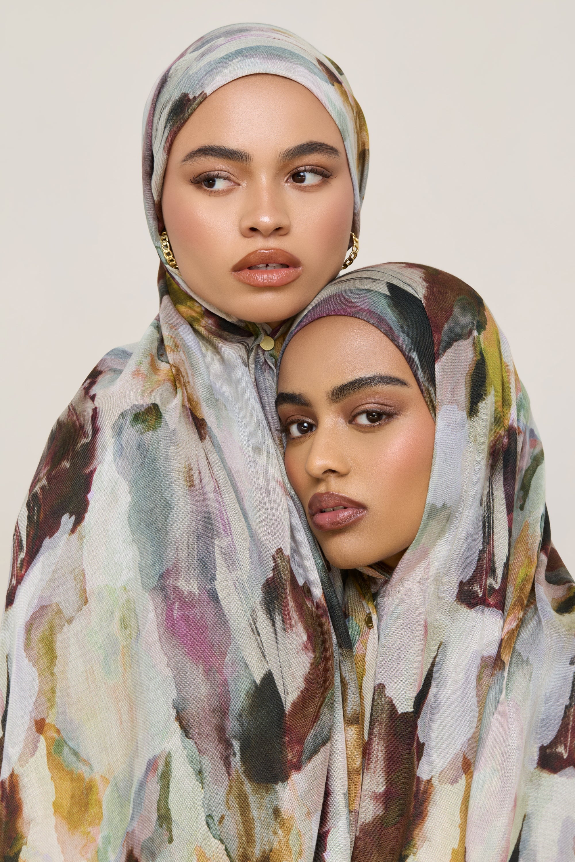 Printed Modal Hijab - Watercolor Oasis Hijabs Veiled 