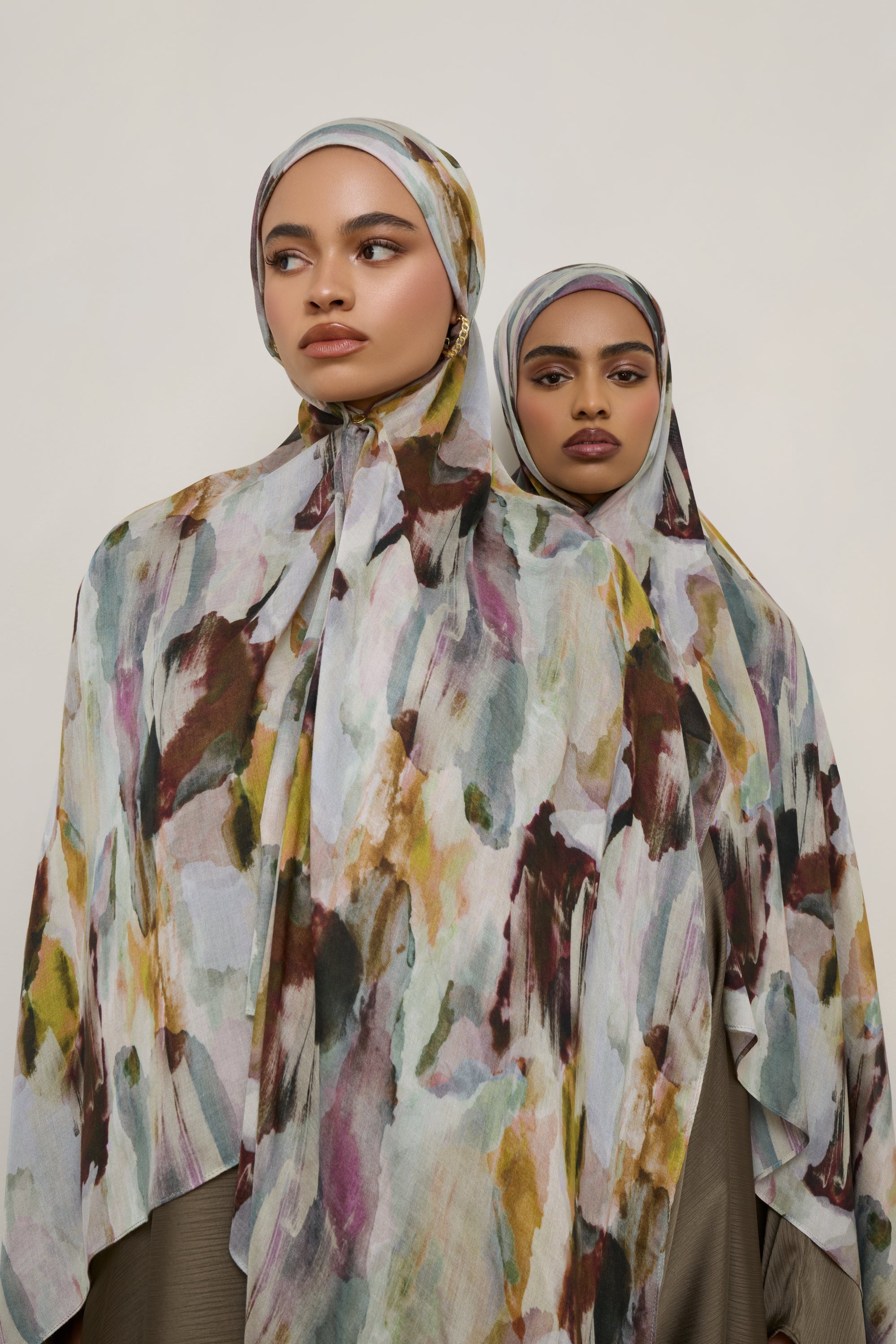 Printed Modal Hijab - Watercolor Oasis Hijabs Veiled 
