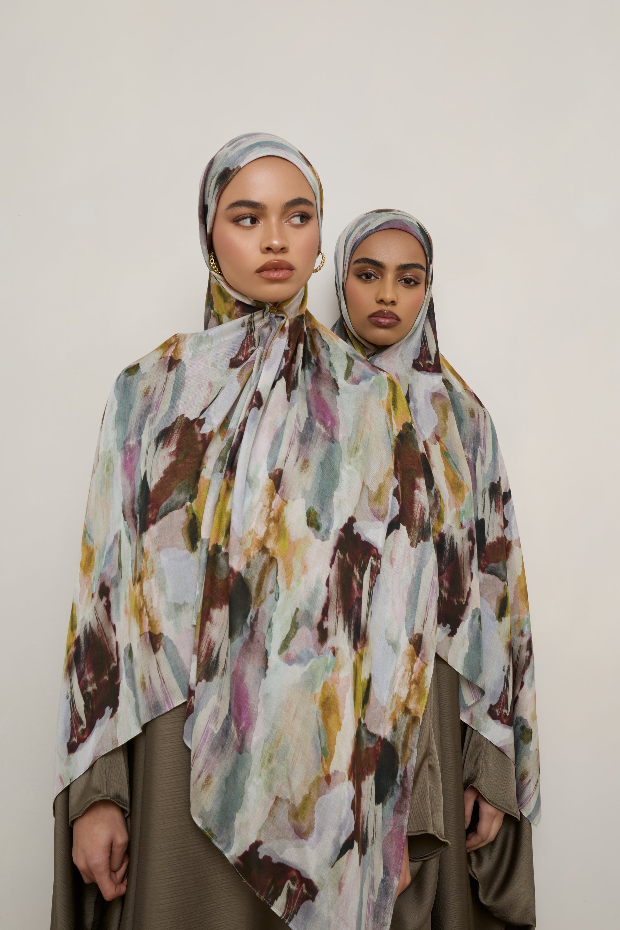 Printed Modal Hijab - Watercolor Oasis Hijabs Veiled 