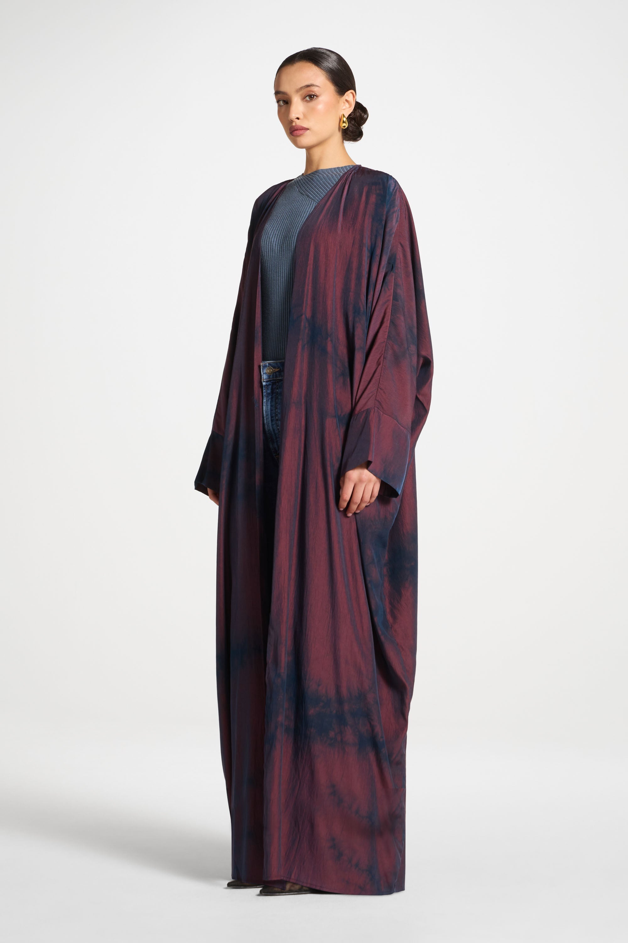 Printed Open Abaya - Black Ember Abayas Veiled 