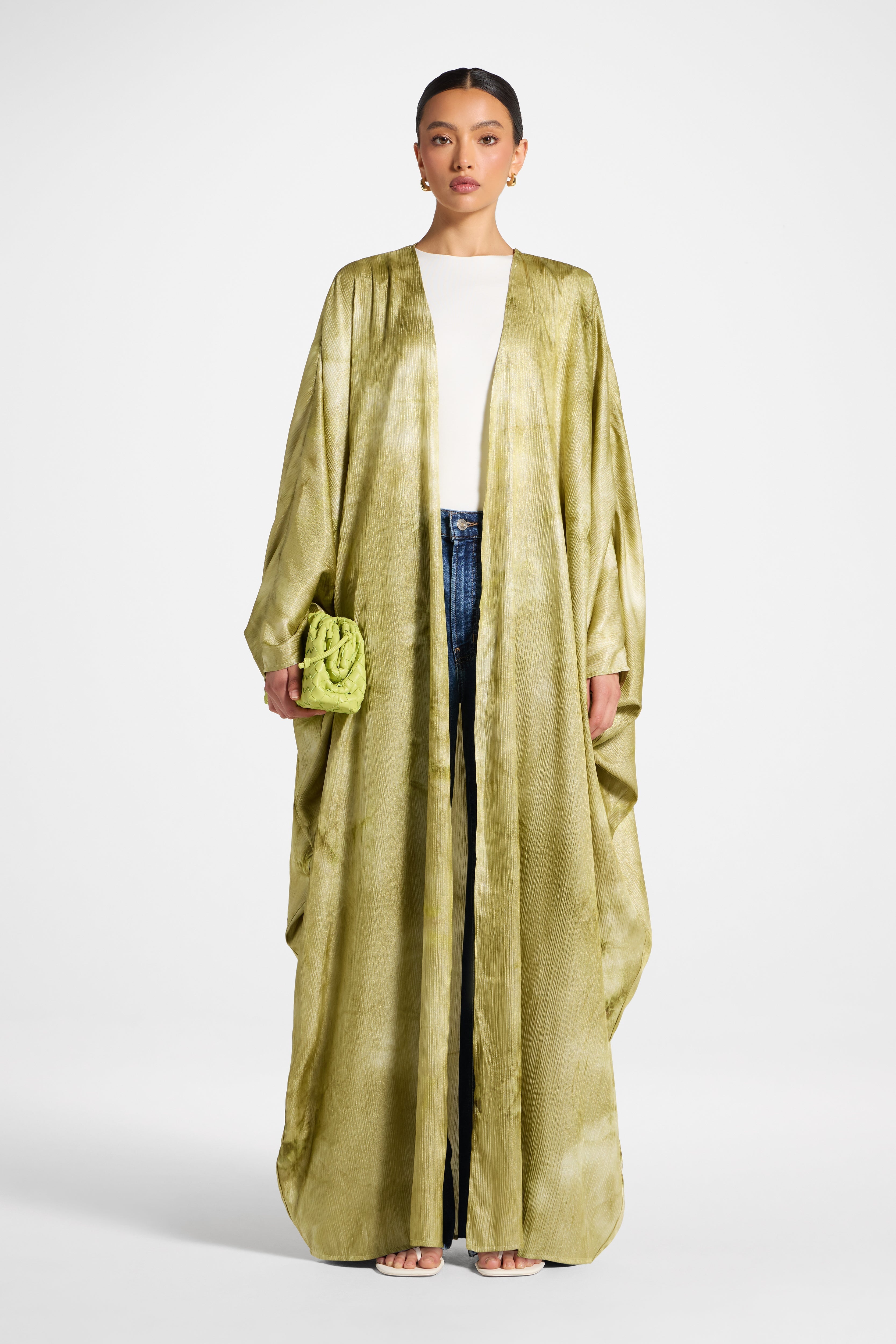 Printed Open Abaya - Sage Abayas Veiled 
